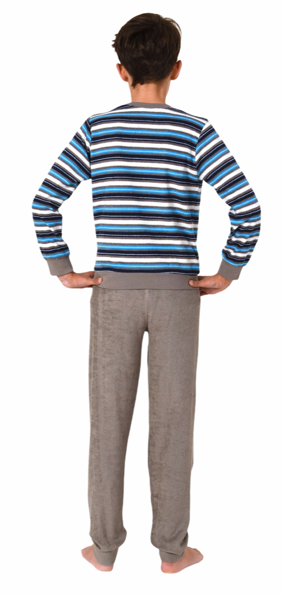 Cooler Jungen Frottee Pyjama langarm Schlafanzug mit Bündchen - 63560