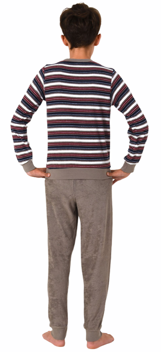 Cooler Jungen Frottee Pyjama langarm Schlafanzug mit Bündchen - 63560