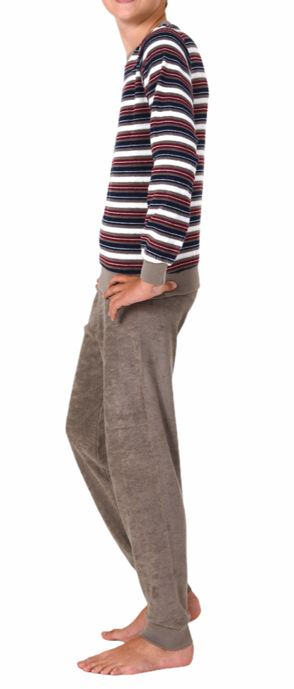 Cooler Jungen Frottee Pyjama langarm Schlafanzug mit Bündchen - 63560