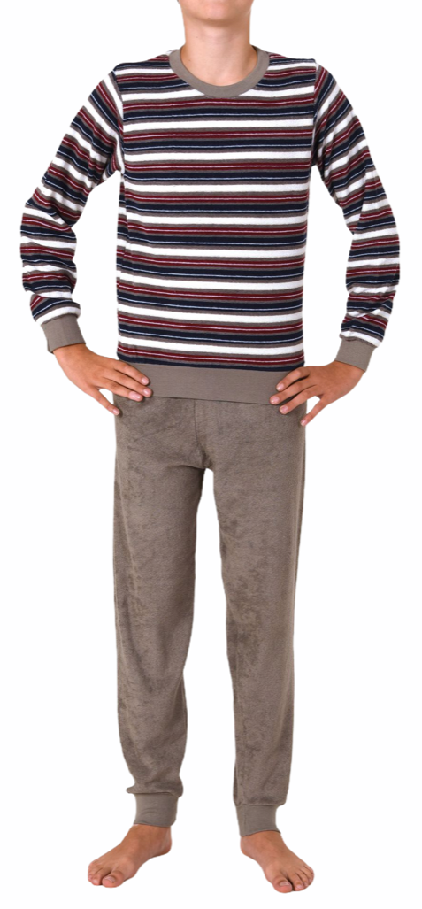 Cooler Jungen Frottee Pyjama langarm Schlafanzug mit Bündchen - 63560