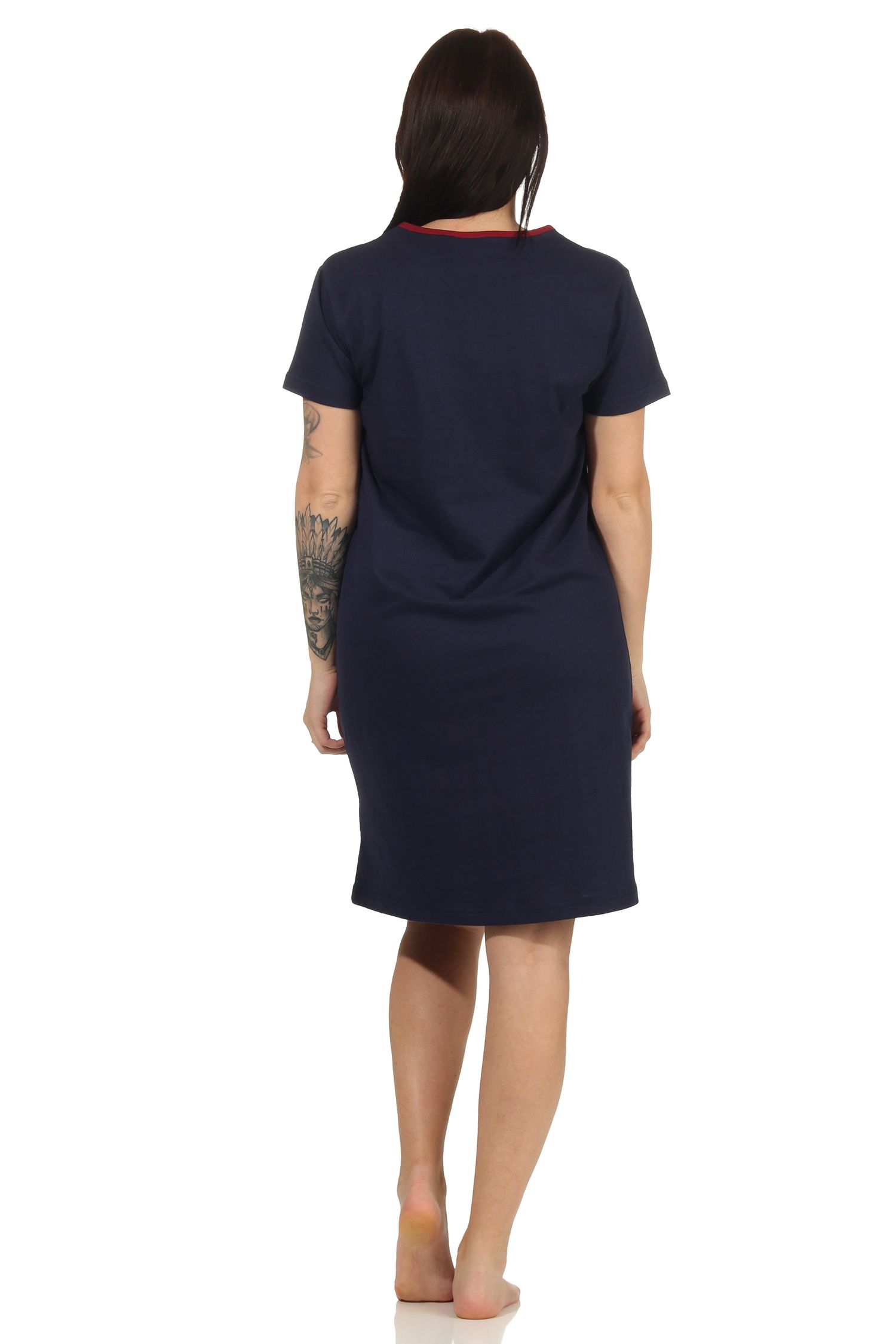 Damen Nachthemd kurzarm im maritimen Look und mit Leuchtturm als Motiv - 112 214 10 715 Damen Nachthemd kurzarm im maritimen Look und mit Leuchtturm als Motiv - 112 214 10 715