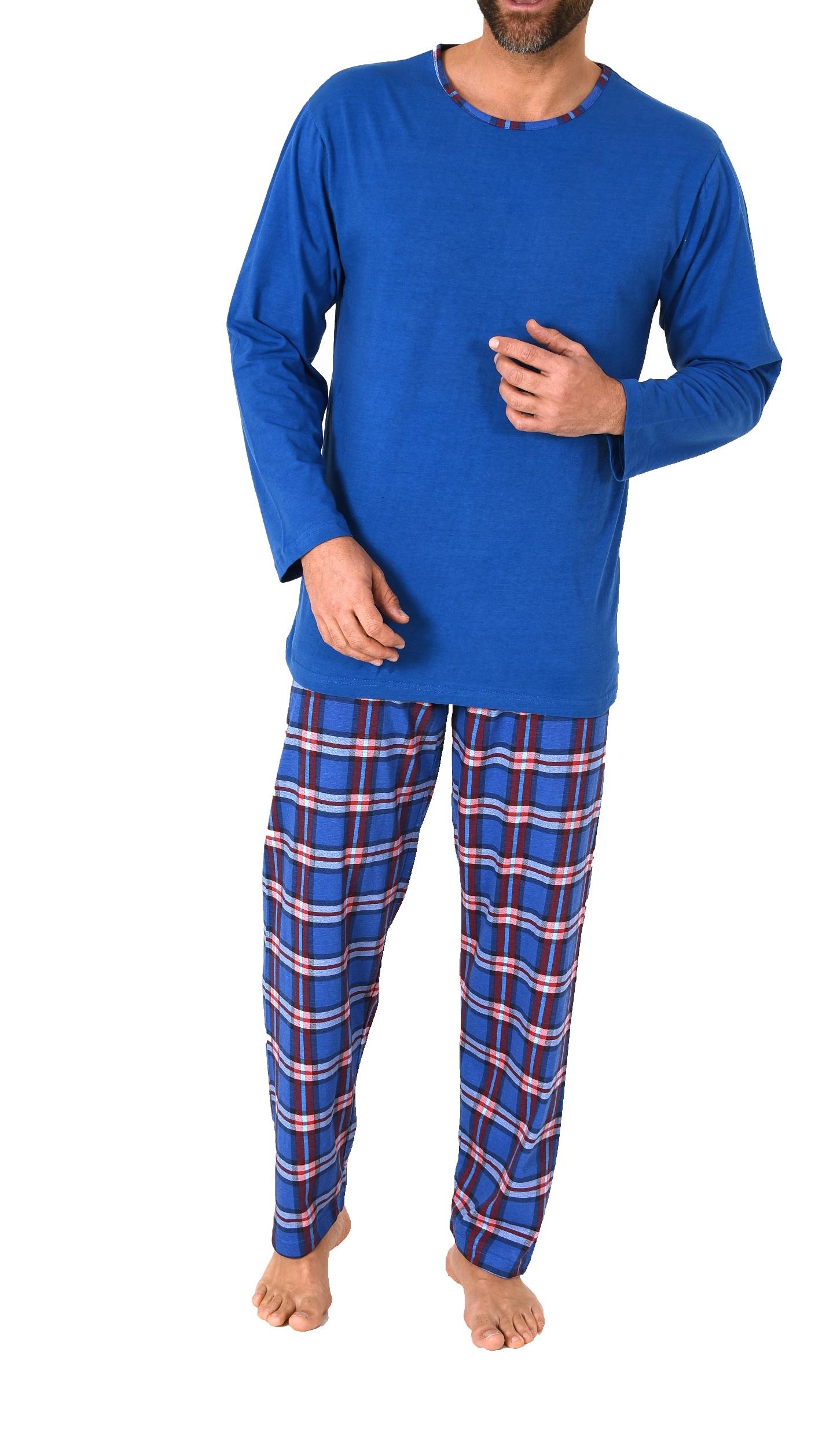 Herren Schlafanzug Pyjama langarm in Mix & Match Optik mit karierter Jersey Hose Herren Schlafanzug Pyjama langarm in Mix & Match Optik mit karierter Jersey Hose