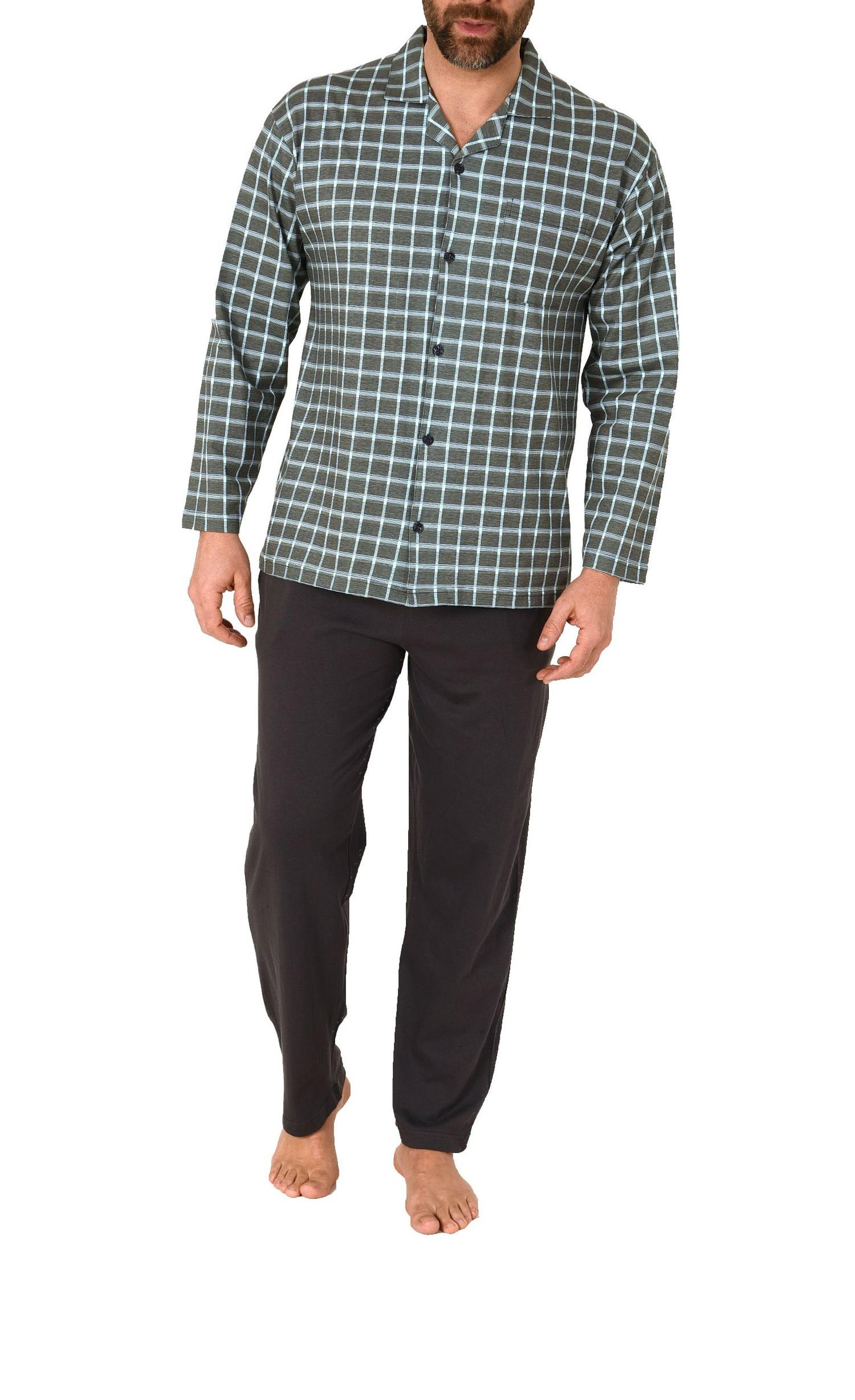 Herren Pyjama Schlafanzug lang zum durchknöpfen in edler Karo Optik - auch in Übergrössen Herren Pyjama Schlafanzug lang zum durchknöpfen in edler Karo Optik - auch in Übergrössen