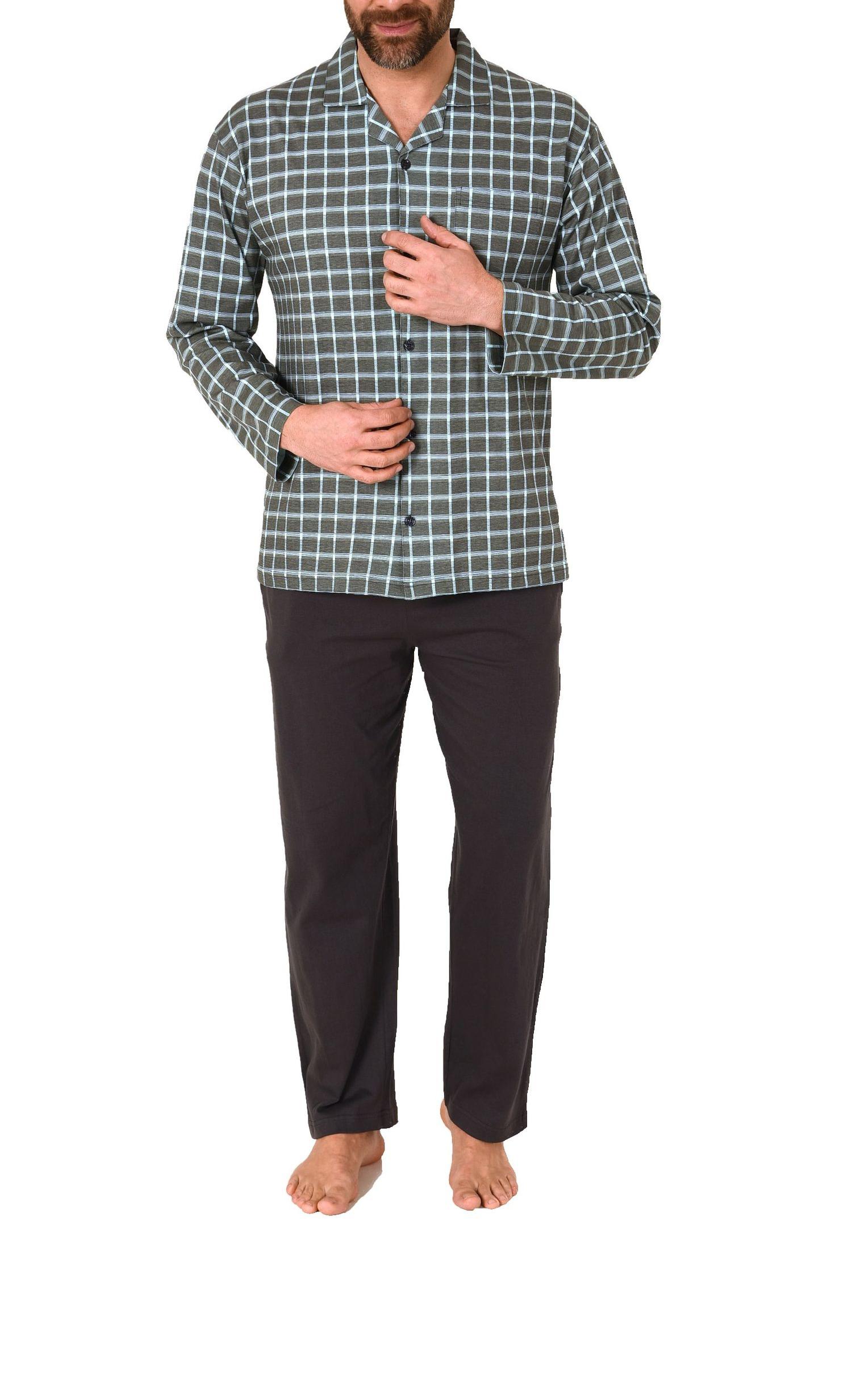 Herren Pyjama Schlafanzug lang zum durchknöpfen in edler Karo Optik - auch in Übergrössen Herren Pyjama Schlafanzug lang zum durchknöpfen in edler Karo Optik - auch in Übergrössen