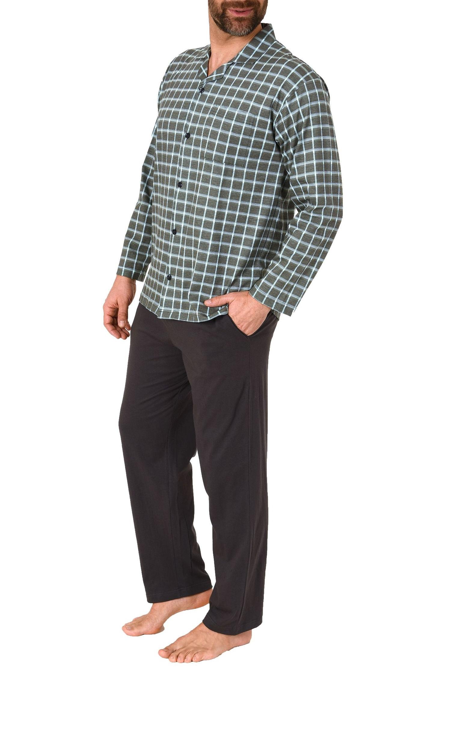 Herren Pyjama Schlafanzug lang zum durchknöpfen in edler Karo Optik - auch in Übergrössen Herren Pyjama Schlafanzug lang zum durchknöpfen in edler Karo Optik - auch in Übergrössen