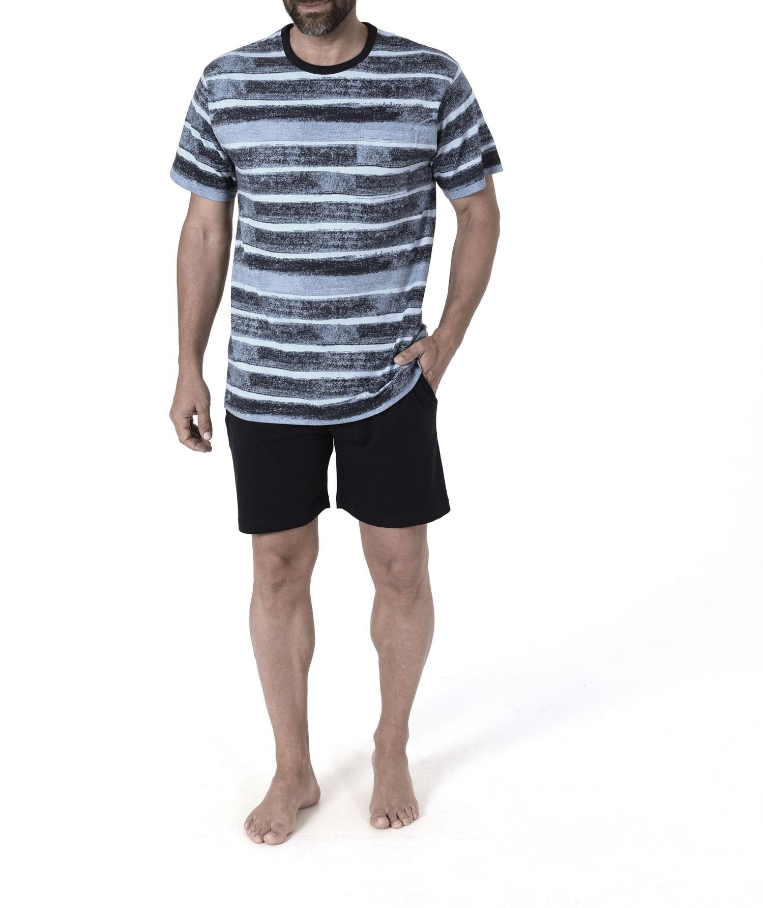 Herren Shorty Schlafanzug kurzarm Pyjama in lässiger Streifenoptik - 112 105 90 464