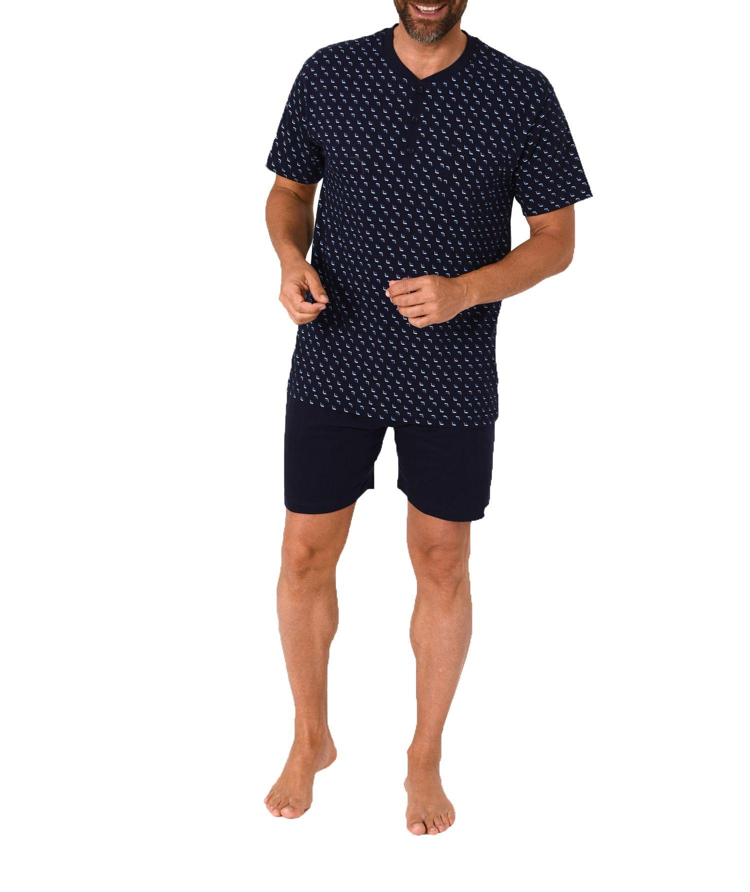 Herren Pyjama Shorty kurzarm Schlafanzug mit Knopfleiste am Hals - auch in Übergrössen Herren Pyjama Shorty kurzarm Schlafanzug mit Knopfleiste am Hals - auch in Übergrössen