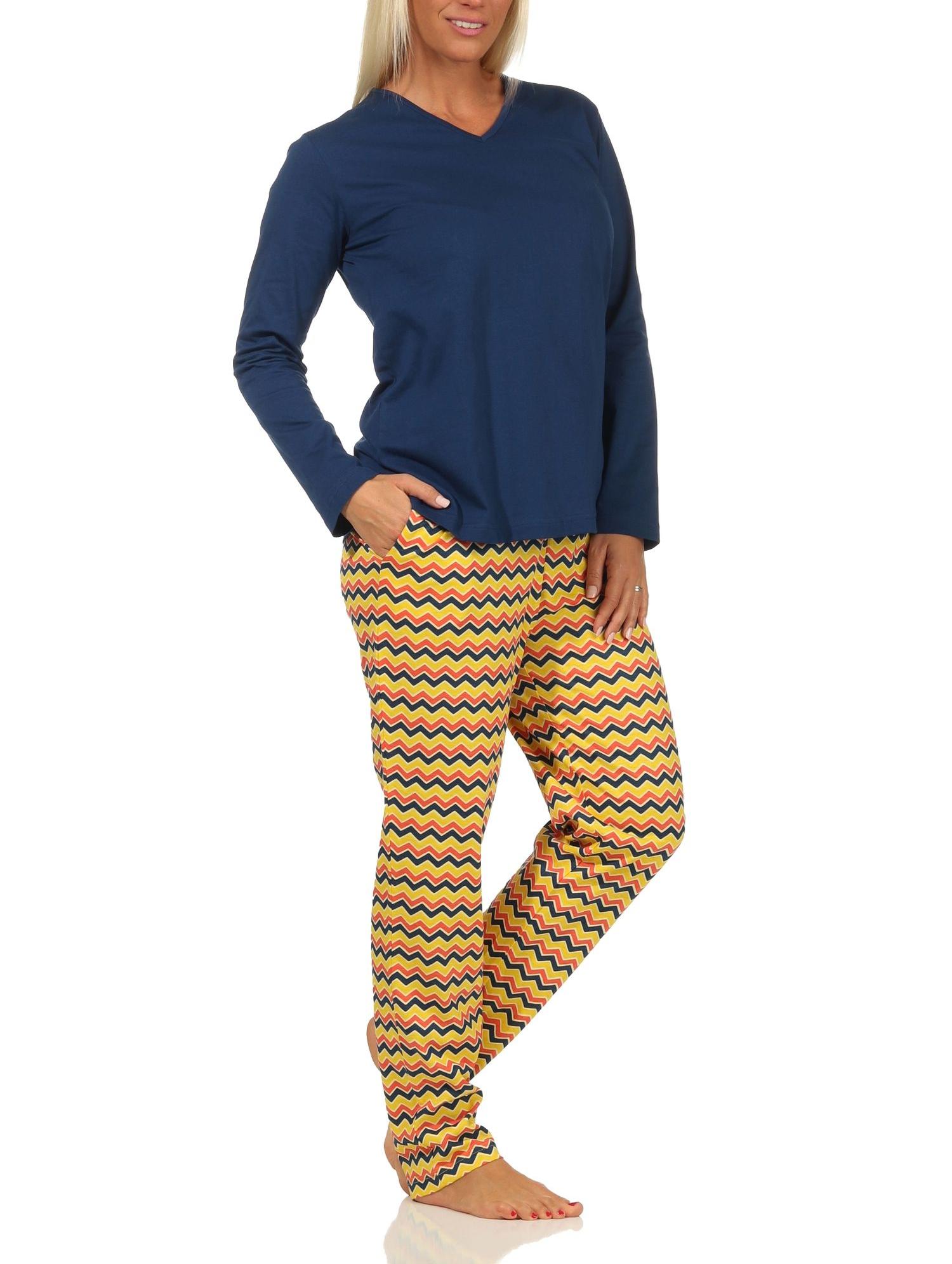 Damen Schlafanzug Pyjama langarm im Ethnostyle – 112 201 90 899