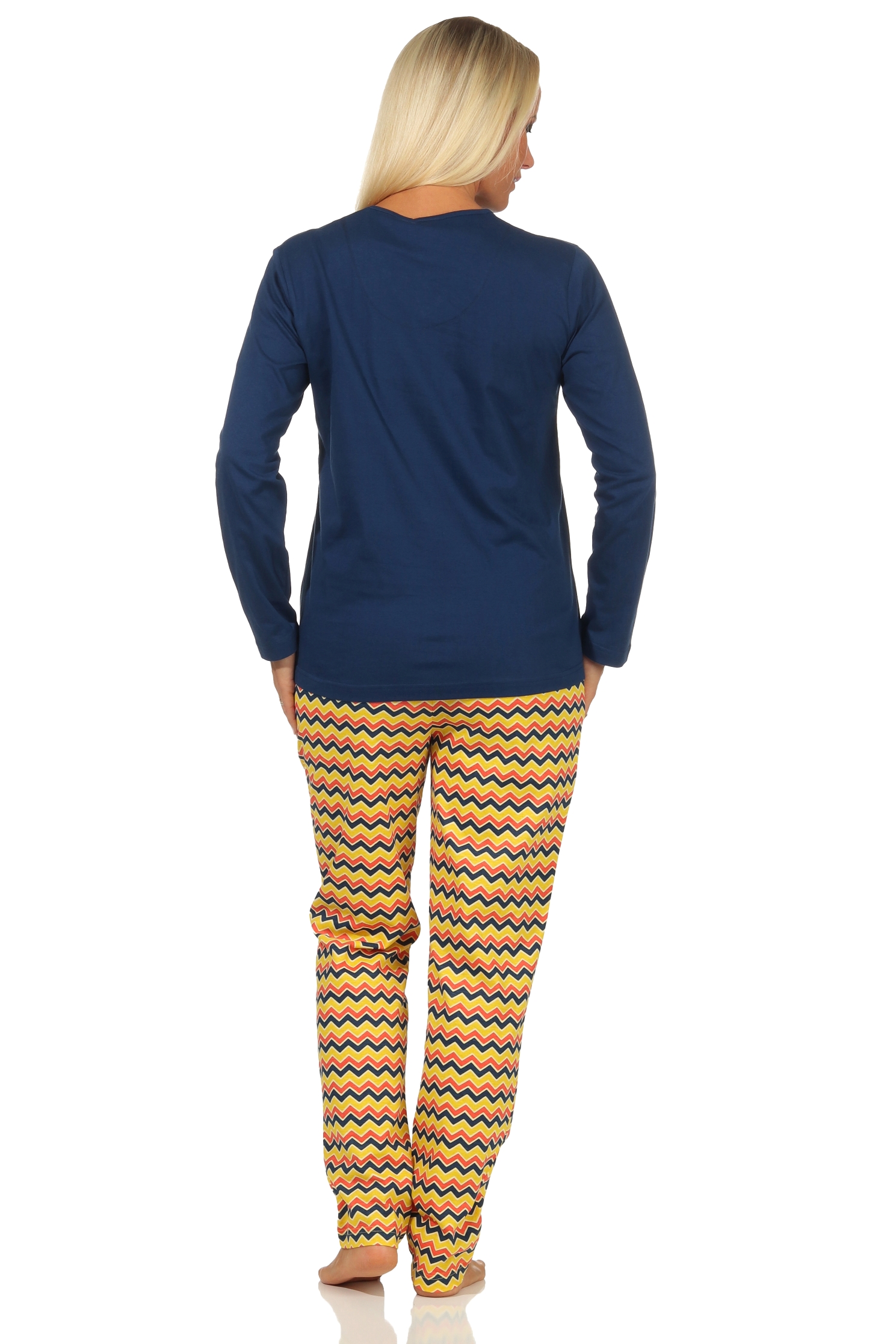 Damen Schlafanzug Pyjama langarm im Ethnostyle – 112 201 90 899