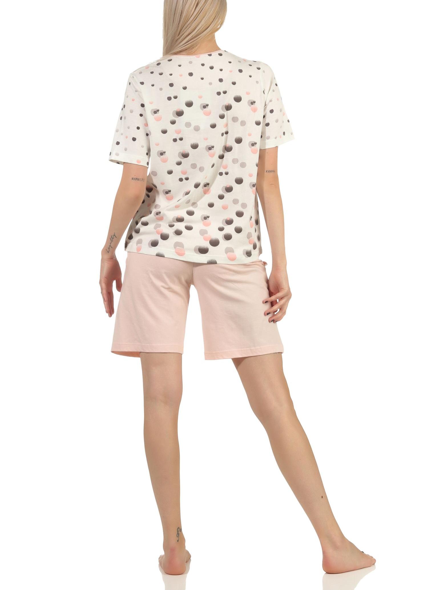 Damen kurzarm Schlafanzug Shorty Pyjama in toller Tupfen–Punkte Optik- auch in Übergrössen