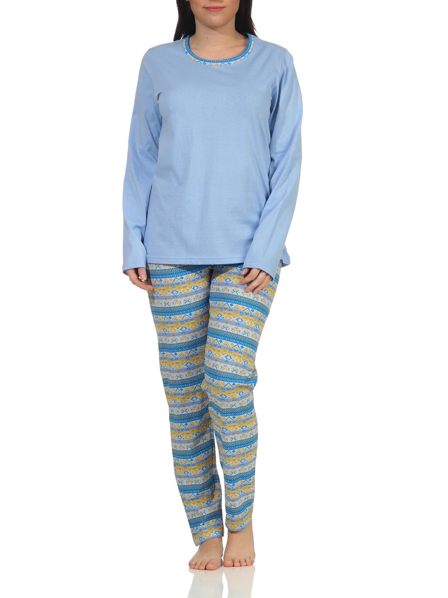 Damen Schlafanzug Pyjama langarm im Ethnolook - 66626 Damen Schlafanzug Pyjama langarm im Ethnolook - 66626