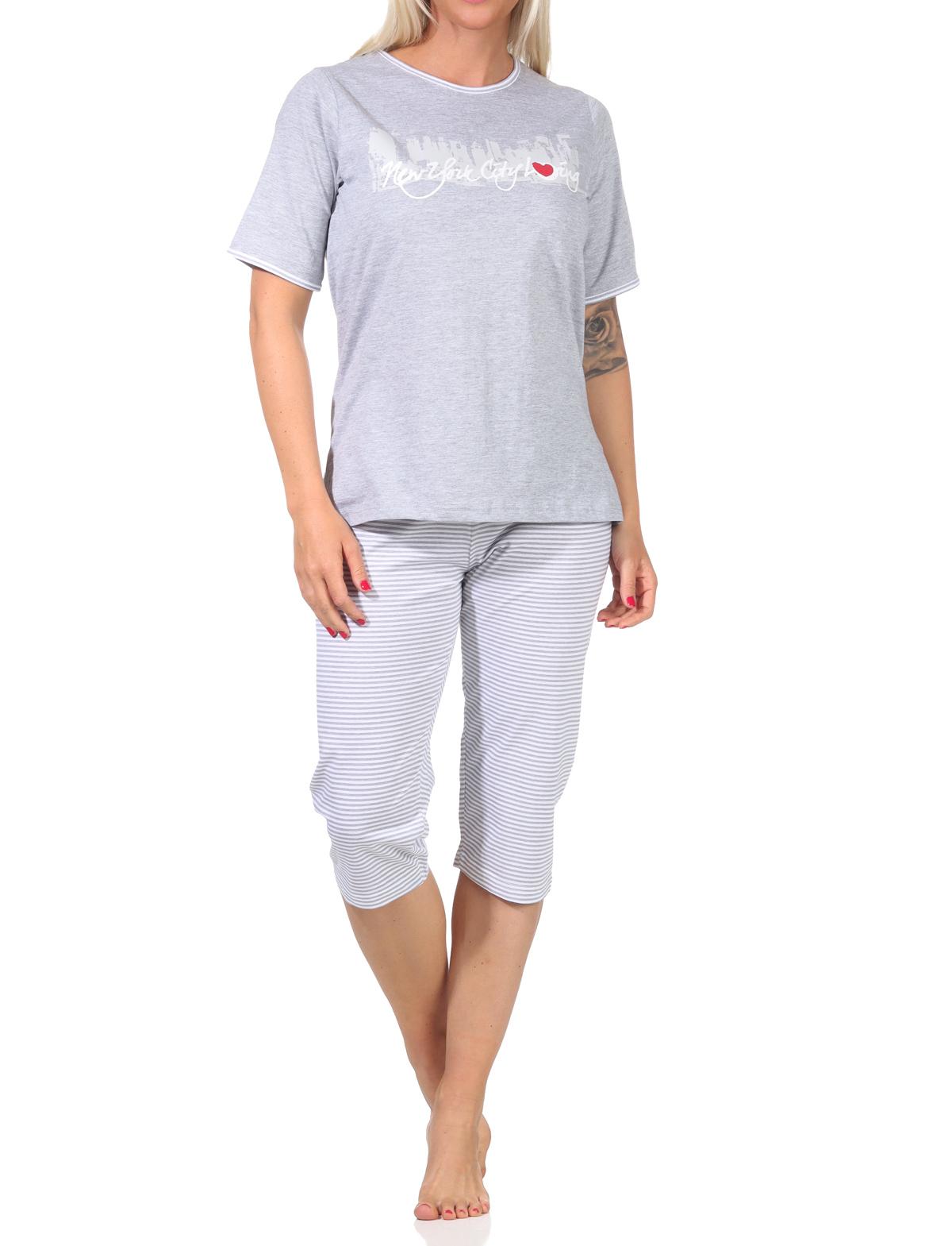 Toller Damen Capri-Schlafanzug mit 3/4-Hose, mit Frontprint "New York City Loving" 66337 Toller Damen Capri-Schlafanzug mit 3/4-Hose, mit Frontprint "New York City Loving" 66337