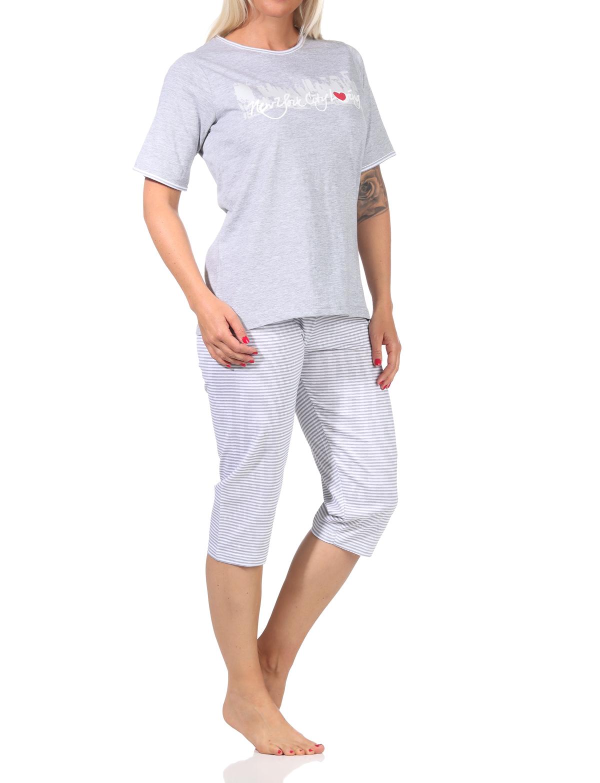 Toller Damen Capri-Schlafanzug mit 3/4-Hose, mit Frontprint "New York City Loving" 66337 Toller Damen Capri-Schlafanzug mit 3/4-Hose, mit Frontprint "New York City Loving" 66337