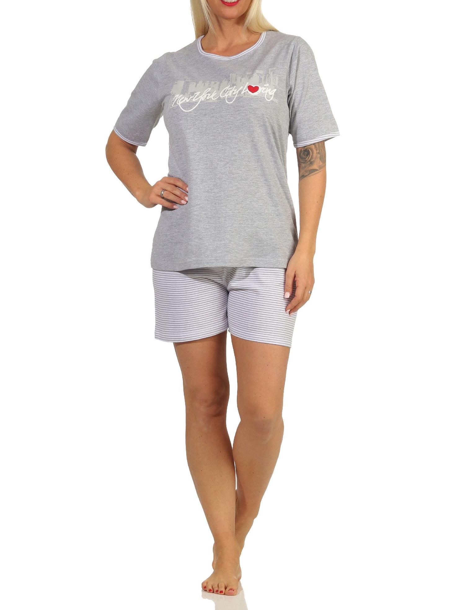 Toller Damen Shorty-Schlafanzug, kurze Hose, mit Frontprint "New York City Loving" 66338 Toller Damen Shorty-Schlafanzug, kurze Hose, mit Frontprint "New York City Loving" 66338