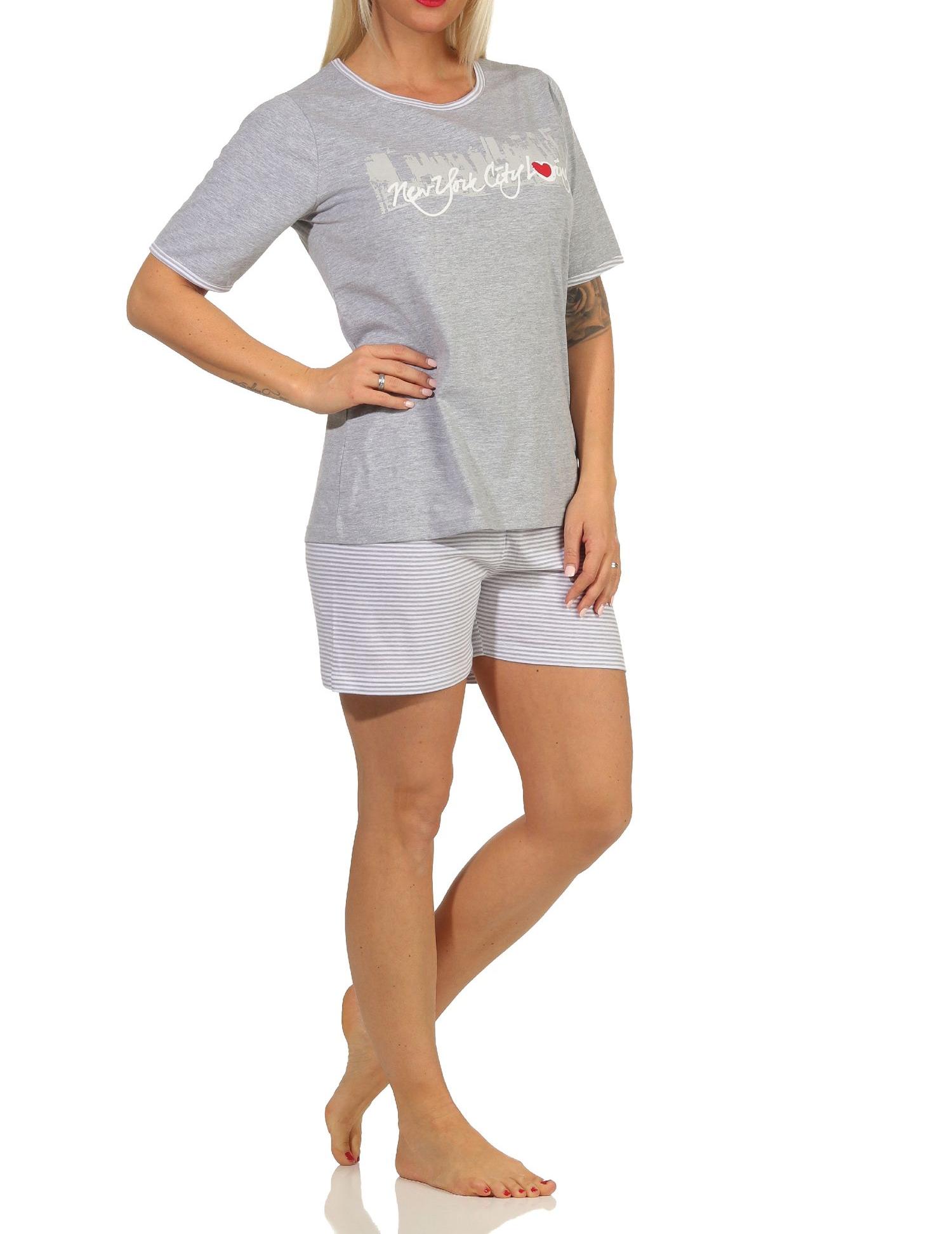 Toller Damen Shorty-Schlafanzug, kurze Hose, mit Frontprint "New York City Loving" 66338 Toller Damen Shorty-Schlafanzug, kurze Hose, mit Frontprint "New York City Loving" 66338