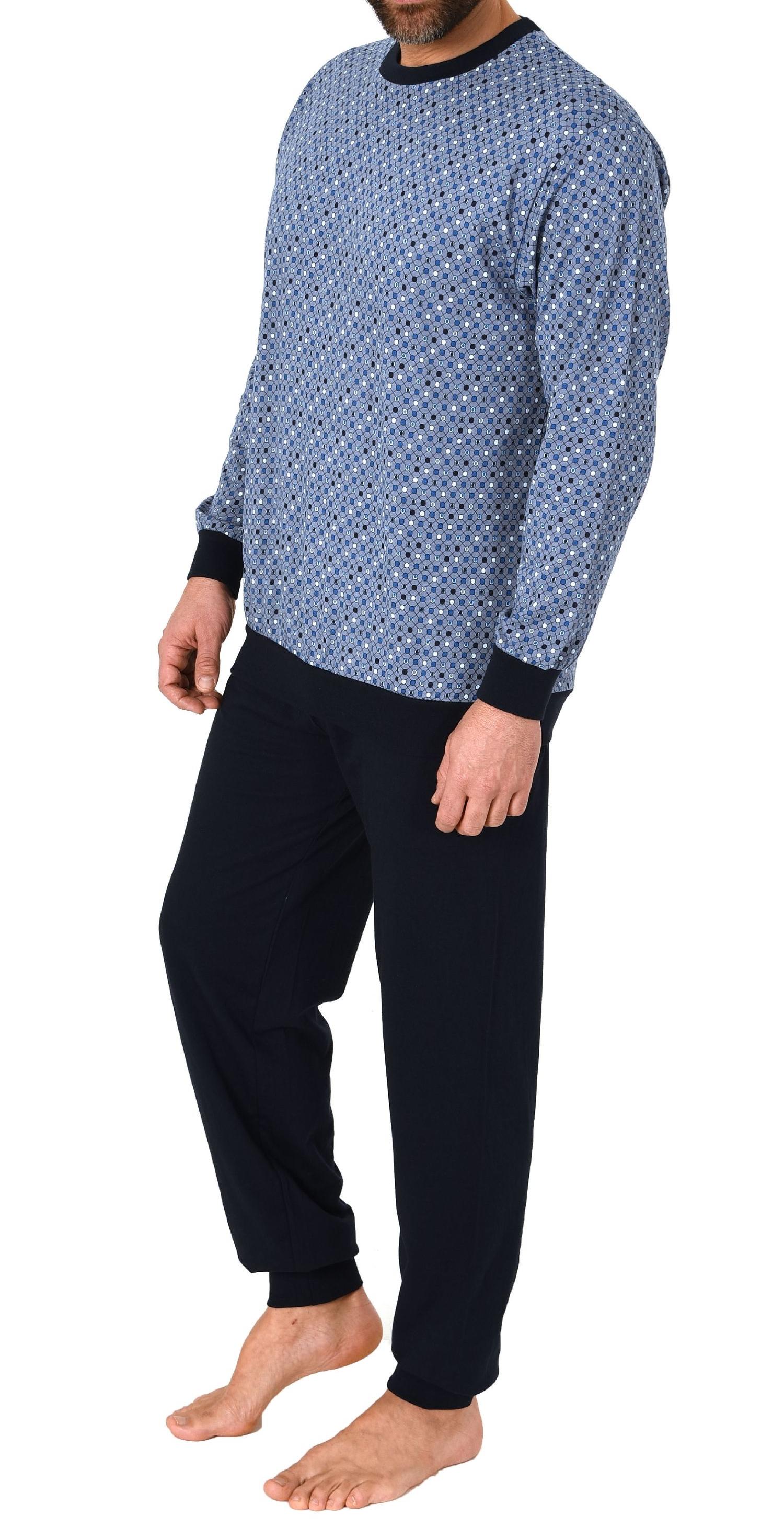 Eleganter Herren Schlafanzug langarm mit Bündchen in edler Minimal-Optik - 112 101 10 710