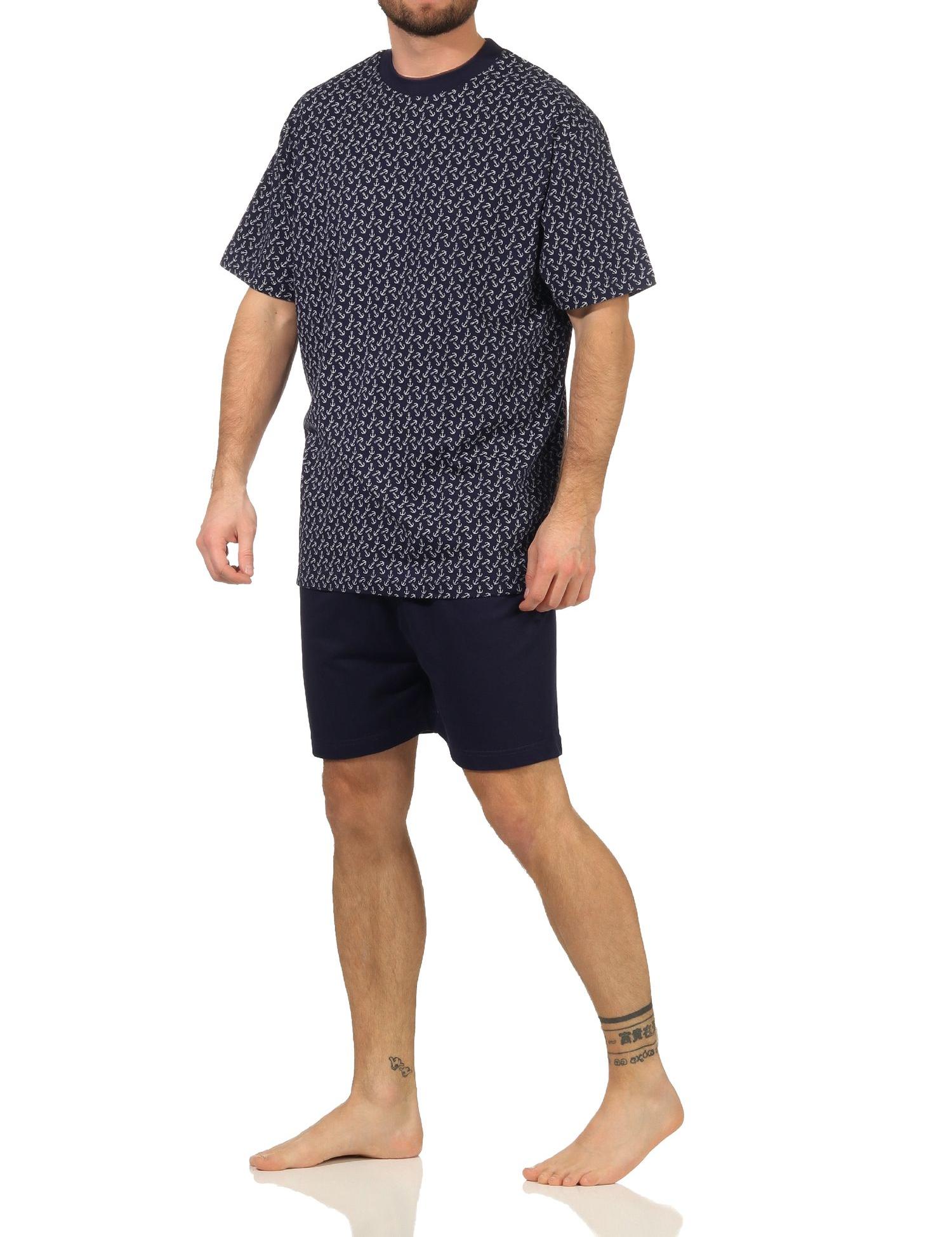 Herren Schlafanzug kurzarm Shorty Pyjama in maritimer Optik - 112 105 10 717 Herren Schlafanzug kurzarm Shorty Pyjama in maritimer Optik - 112 105 10 717