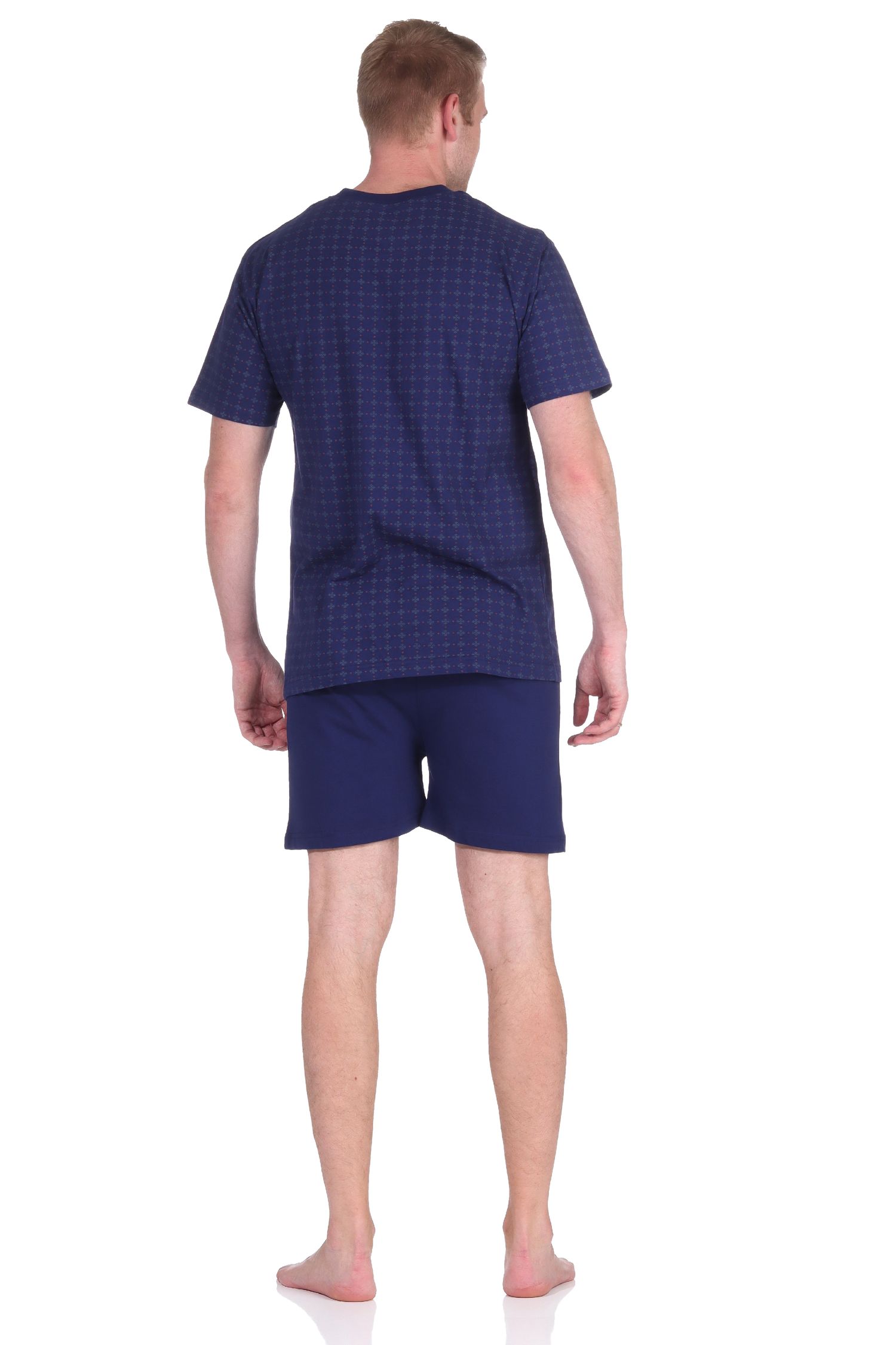 Eleganter Herren Schlafanzug kurzarm Shorty in edler Minimal-Optik - 122 105 10 872