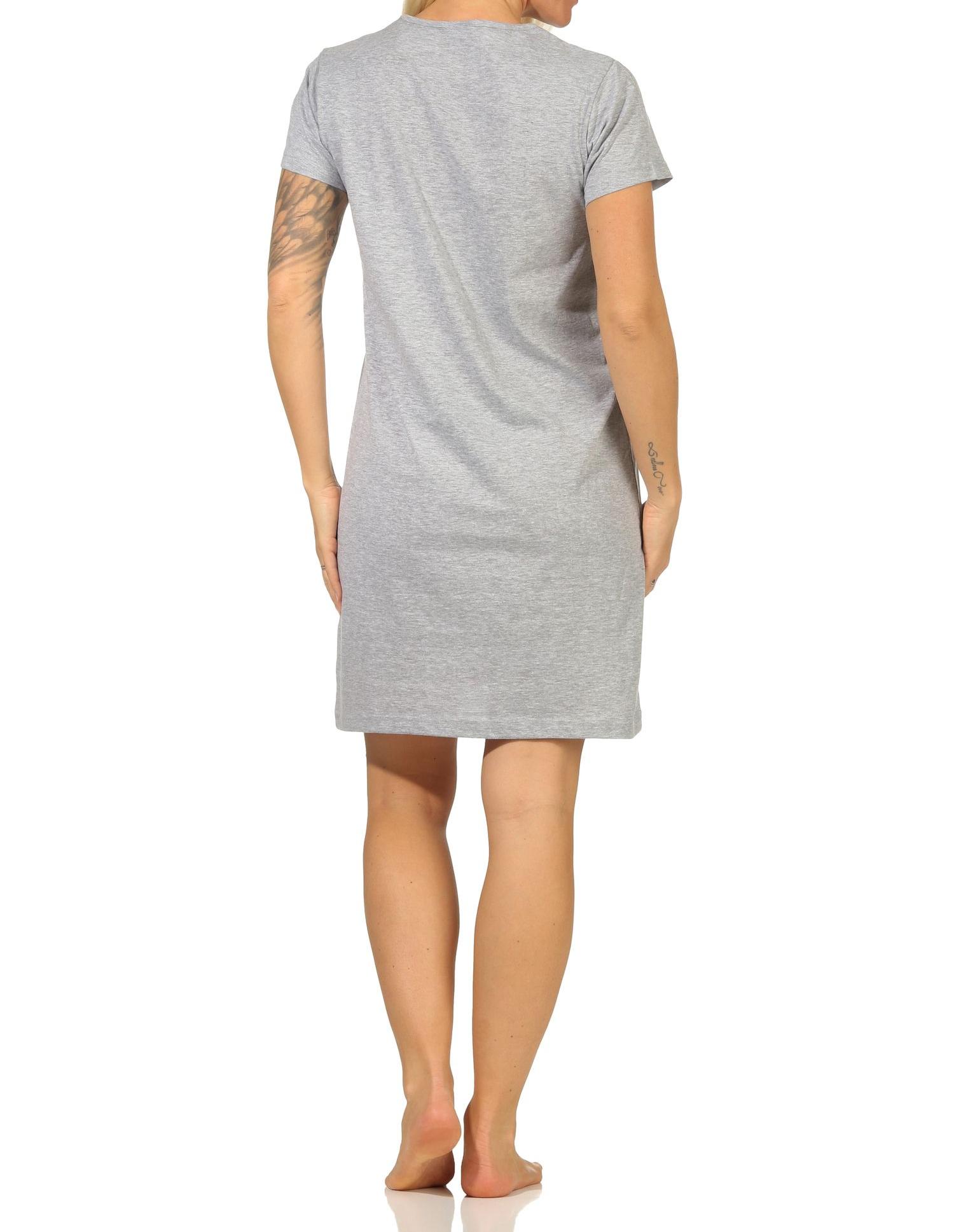 Sommerliches Damen kurzarm Nachthemd mit Schmetterlingsmotiv - 67144