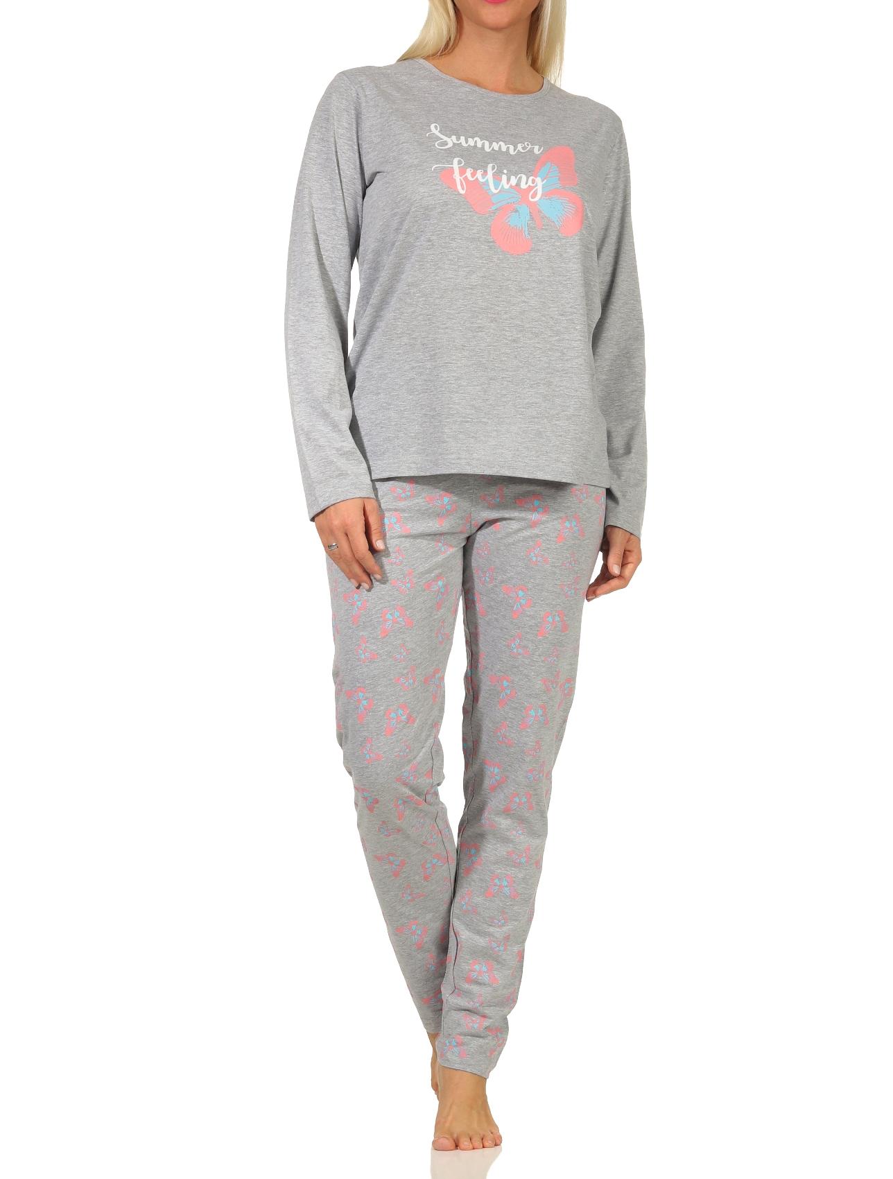 Damen langarm Schlafanzug Pyjama mit Schmetterlingsmotiv - 122 201 10 811 Damen langarm Schlafanzug Pyjama mit Schmetterlingsmotiv - 122 201 10 811