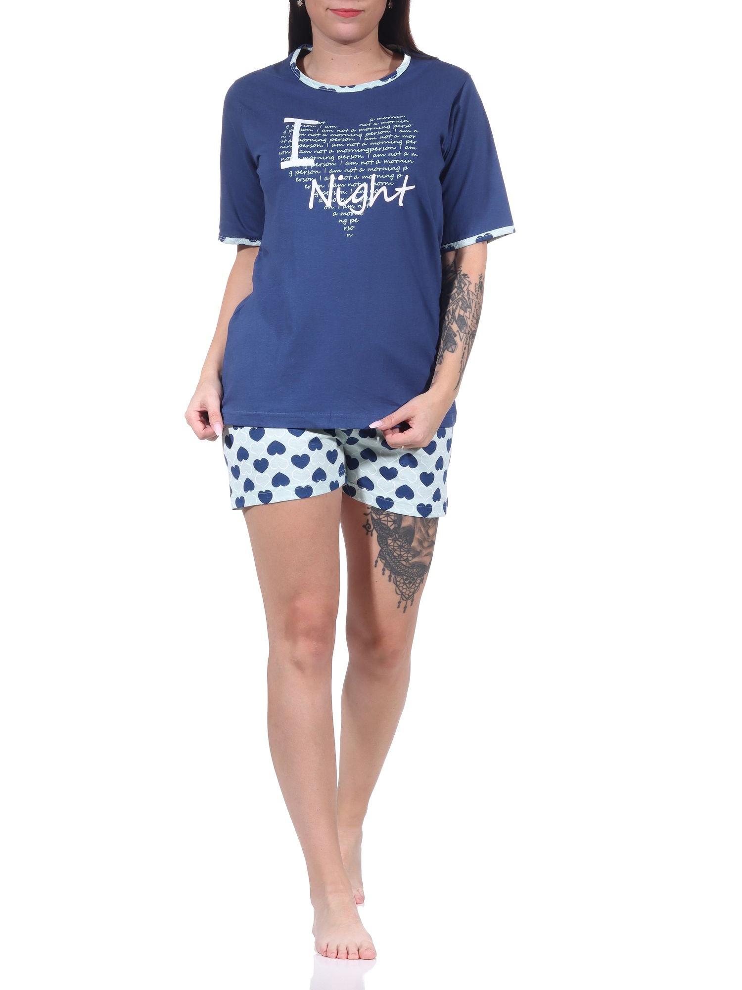 Cooler Damen kurzarm Schlafanzug Shorty Pyjama im Herz-Design - 122 205 10 603 Cooler Damen kurzarm Schlafanzug Shorty Pyjama im Herz-Design - 122 205 10 603