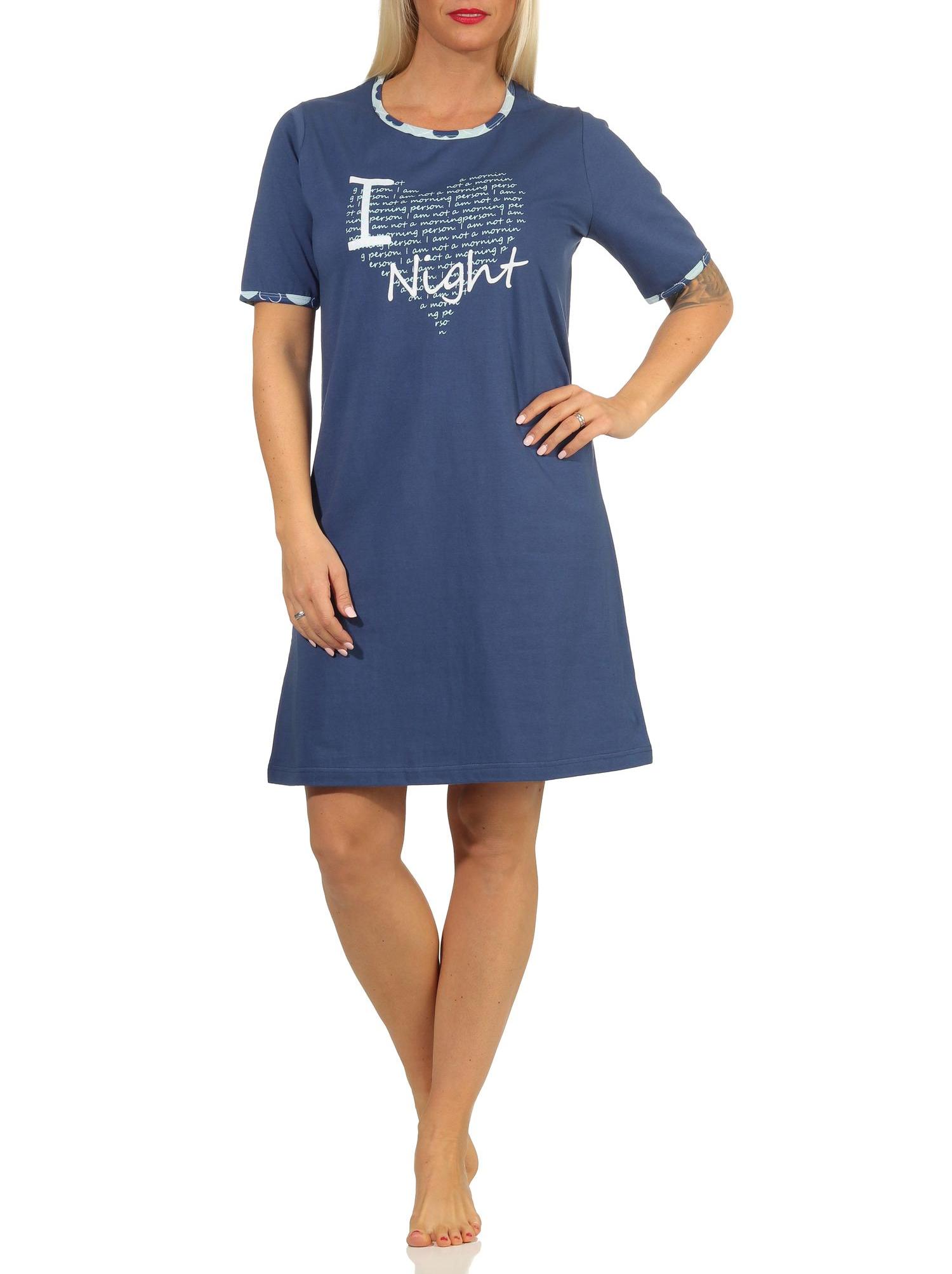 Cooles Damen kurzarm Nachthemd Bigshirt mit Herz Motiv - 122 214 10 603 Cooles Damen kurzarm Nachthemd Bigshirt mit Herz Motiv - 122 214 10 603