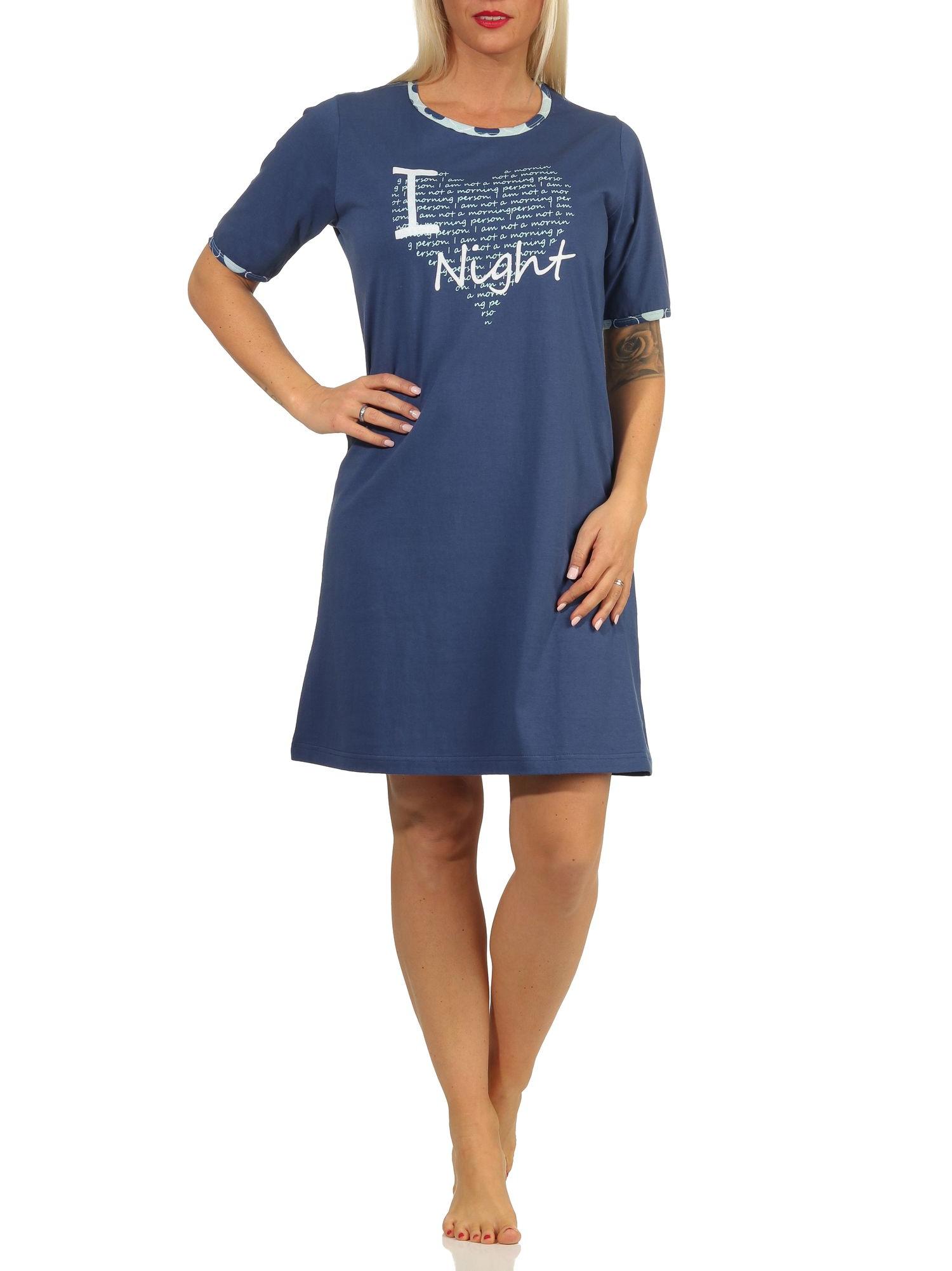 Cooles Damen kurzarm Nachthemd Bigshirt mit Herz Motiv - 122 214 10 603 Cooles Damen kurzarm Nachthemd Bigshirt mit Herz Motiv - 122 214 10 603