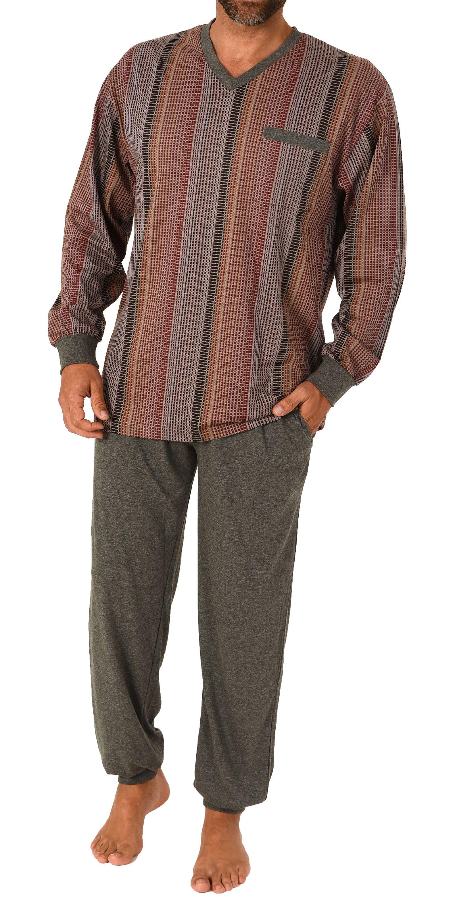 Eleganter Herren langarm Schlafanzug mit Bündchen Pyjama in Streifenoptik - auch in Übergrössen - 212 101 90 454 Eleganter Herren langarm Schlafanzug mit Bündchen Pyjama - auch in Übergrössen - 212 454