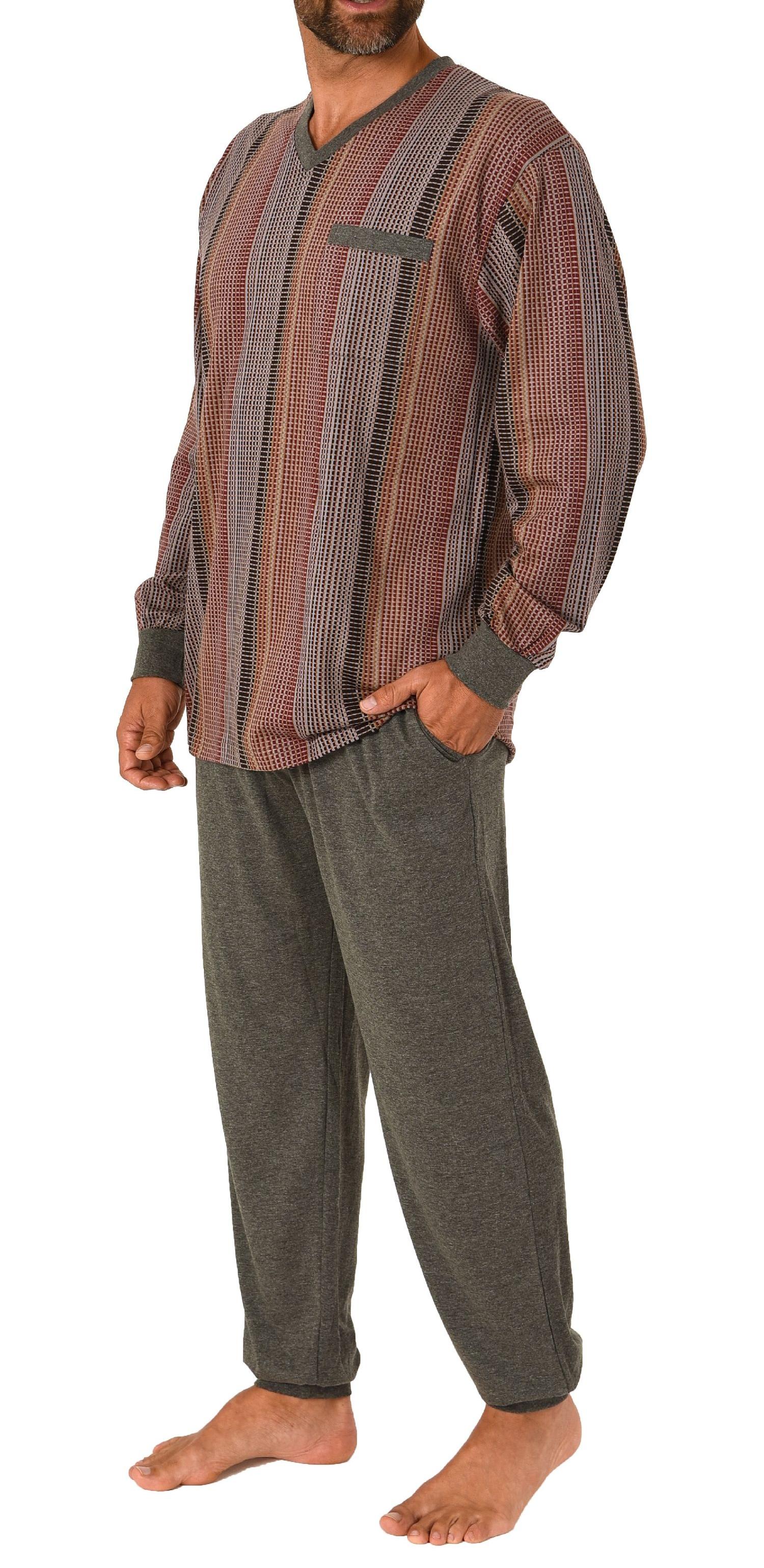 Eleganter Herren langarm Schlafanzug mit Bündchen Pyjama in Streifenoptik - auch in Übergrössen - 212 101 90 454 Eleganter Herren langarm Schlafanzug mit Bündchen Pyjama - auch in Übergrössen - 212 454