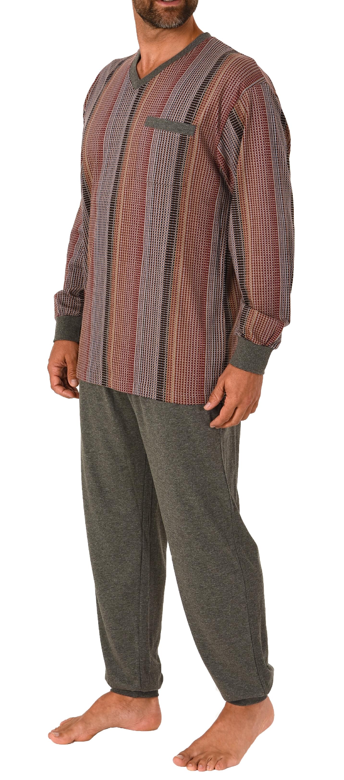 Eleganter Herren langarm Schlafanzug mit Bündchen Pyjama in Streifenoptik - auch in Übergrössen - 212 101 90 454 Eleganter Herren langarm Schlafanzug mit Bündchen Pyjama - auch in Übergrössen - 212 454