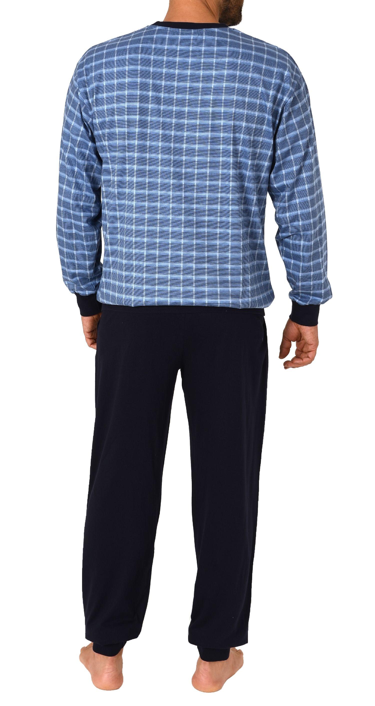 Herren Pyjama Schlafanzug mit Bündchen in edle Karo Optik - auch in Übergrössen - 212 502