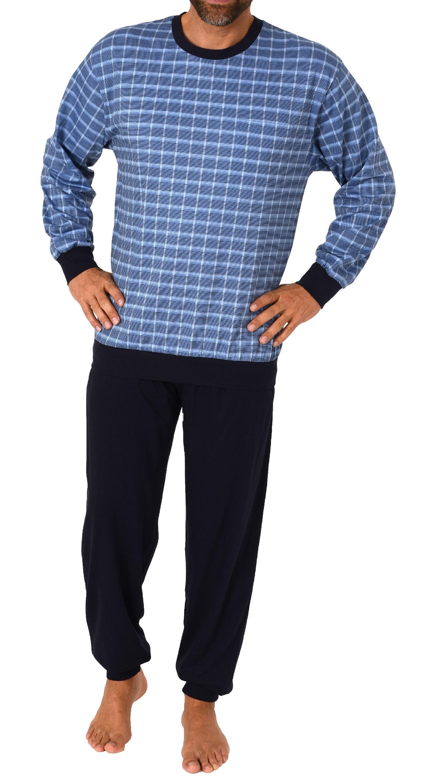 Herren Pyjama Schlafanzug mit Bündchen in edle Karo Optik - auch in Übergrössen - 212 502
