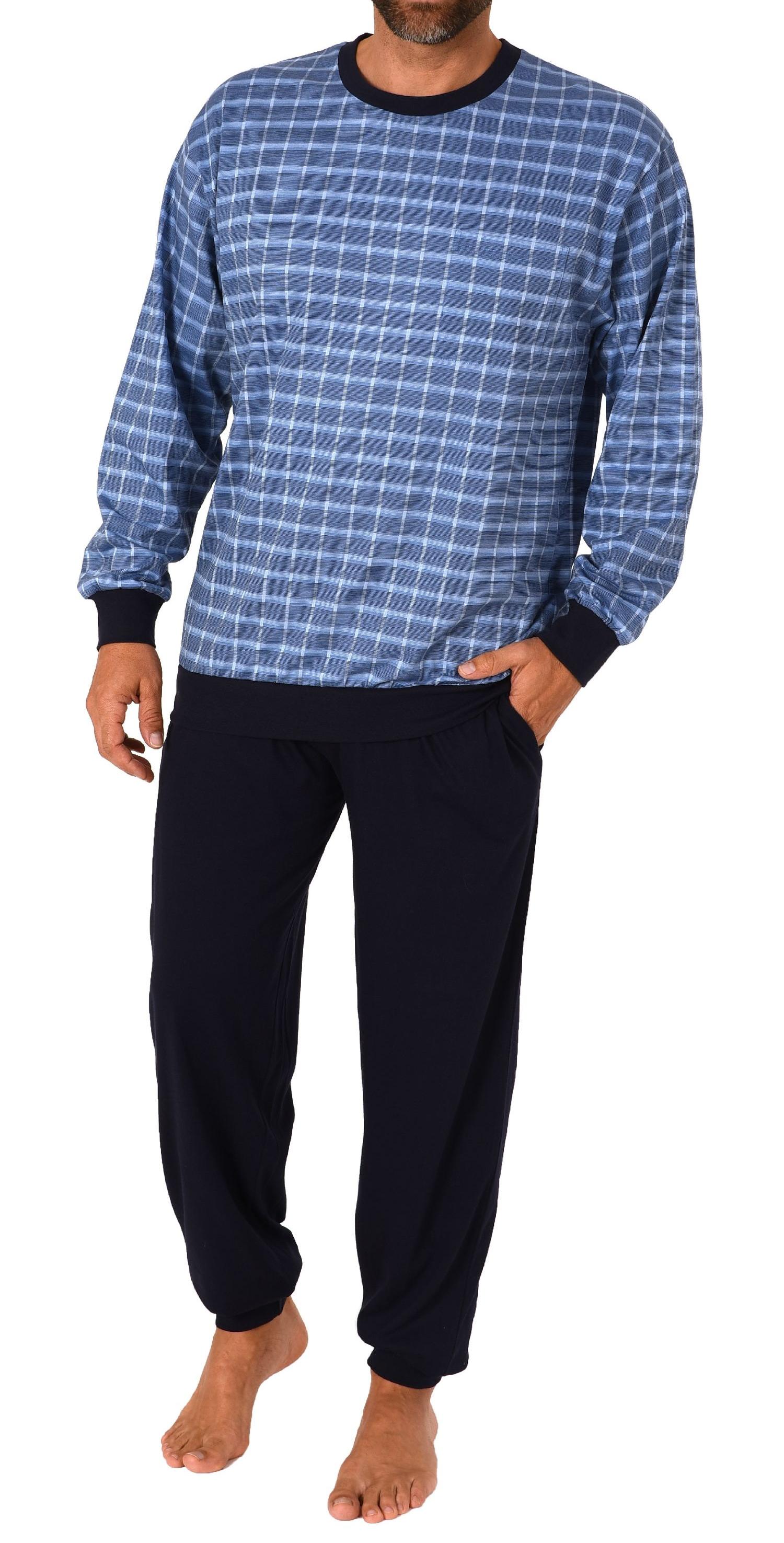 Herren Pyjama Schlafanzug mit Bündchen in edle Karo Optik - auch in Übergrössen - 212 502