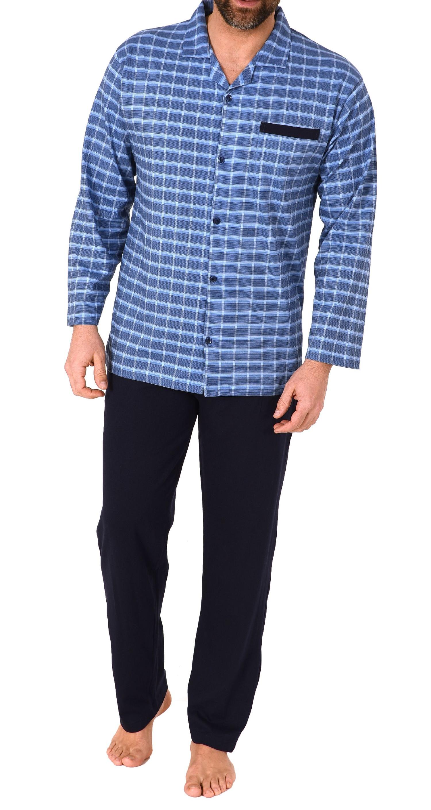 Herren Pyjama zum durchknöpfen in edler Karo Optik - auch in Übergrössen - 212 101 90 504 Herren Pyjama zum durchknöpfen in edler Karo Optik - auch in Übergrössen - 212 101 90 504