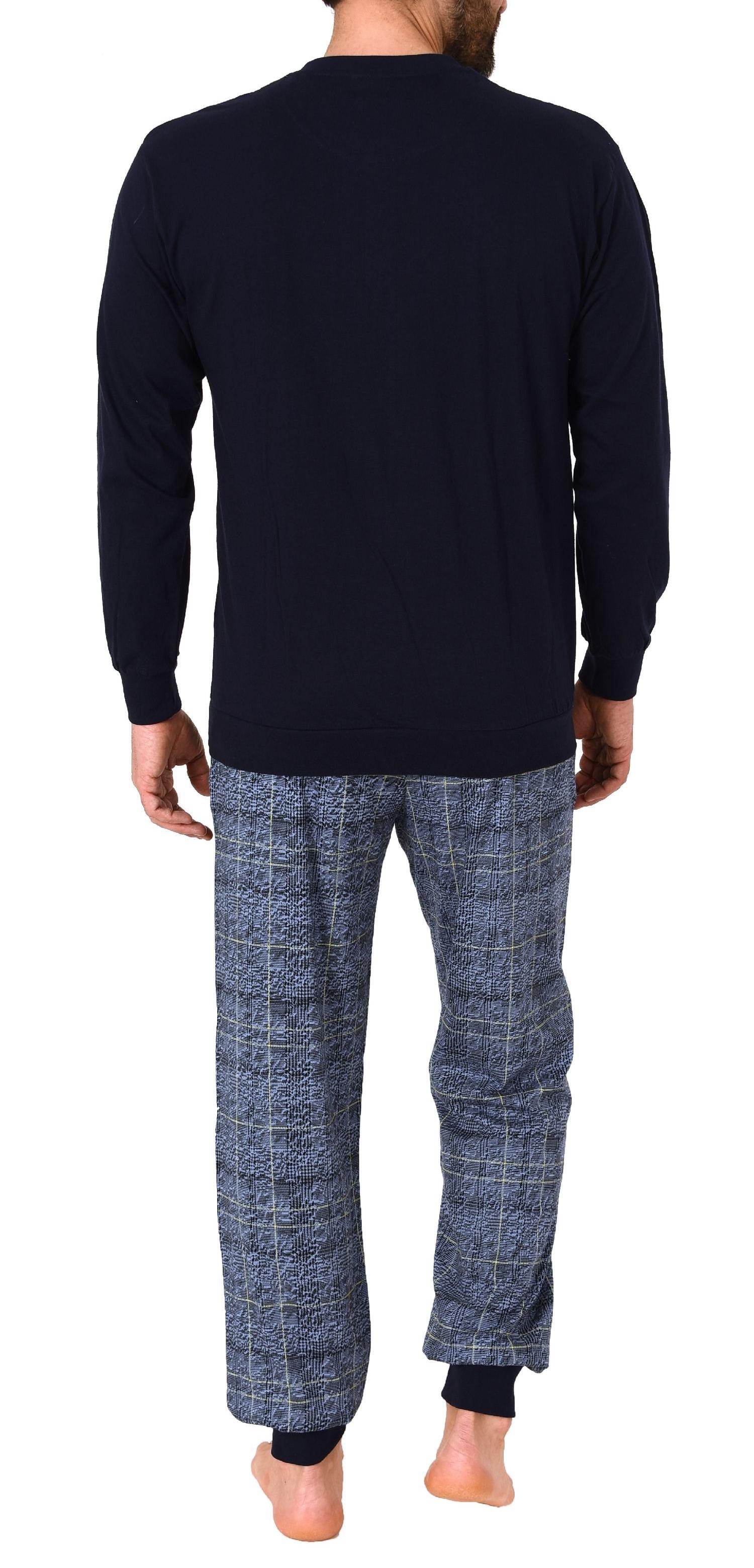 Herren Pyjama mit Bündchen und karierter Jersey Hose - auch in Übergrössen - 212 101 90 601 Herren Pyjama mit Bündchen und karierter Jersey Hose - auch in Übergrössen - 212 90 601