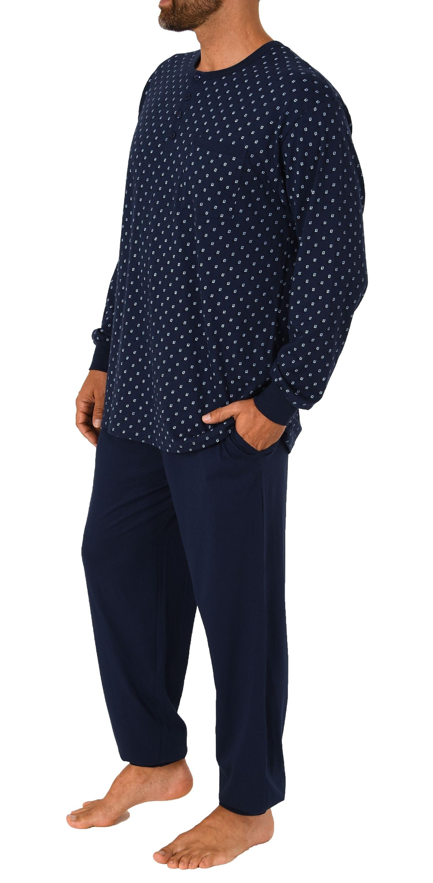 Herren langarm Pyjama Schlafanzug mit Bündchen und Knopfleiste am Hals - 212 101 90 754 Herren langarm Pyjama Schlafanzug mit Bündchen und Knopfleiste am Hals - 212 101 90 754