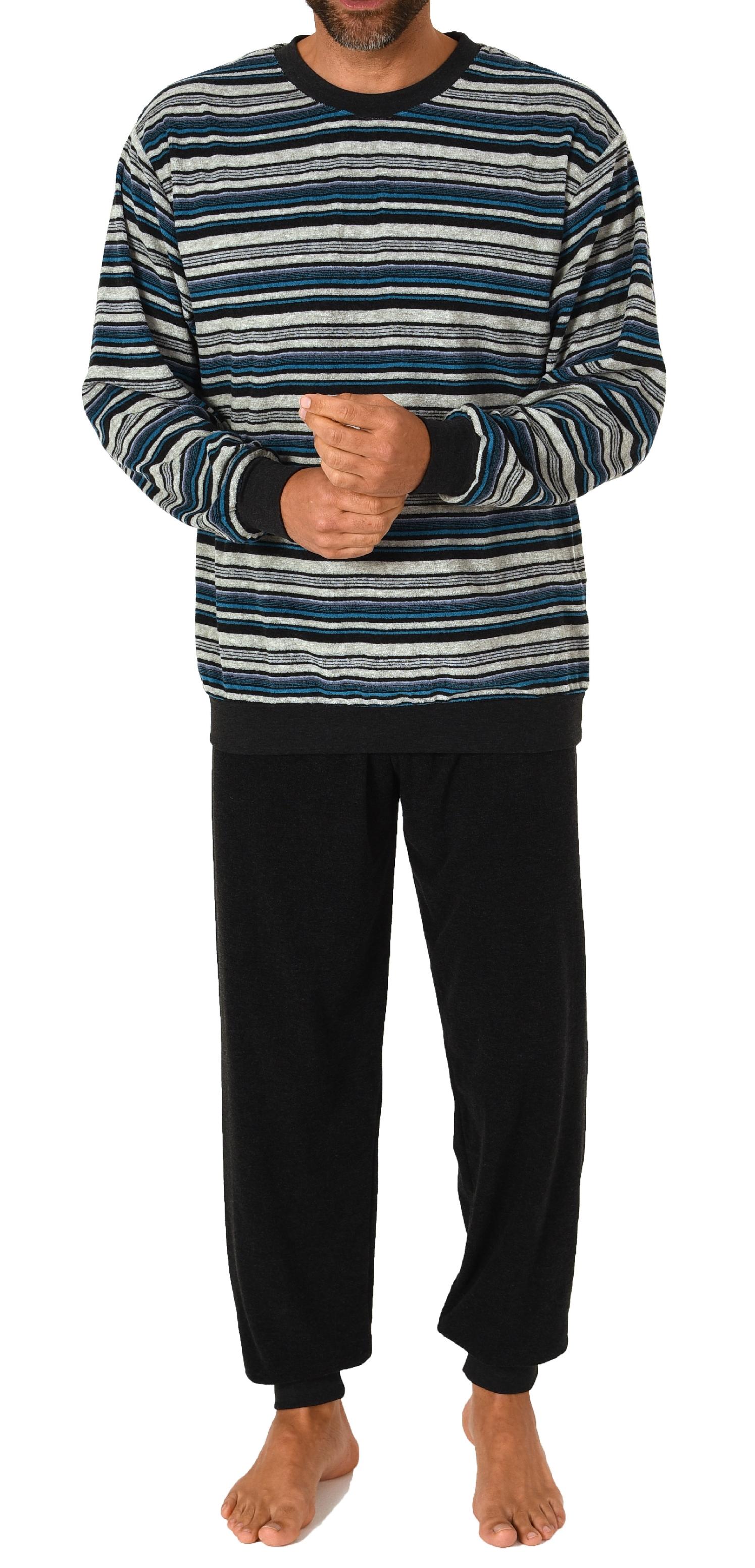 Herren Frottee Pyjama Schlafanzug mit Bündchen und Rundhals  - auch in Übergrößen 212 751