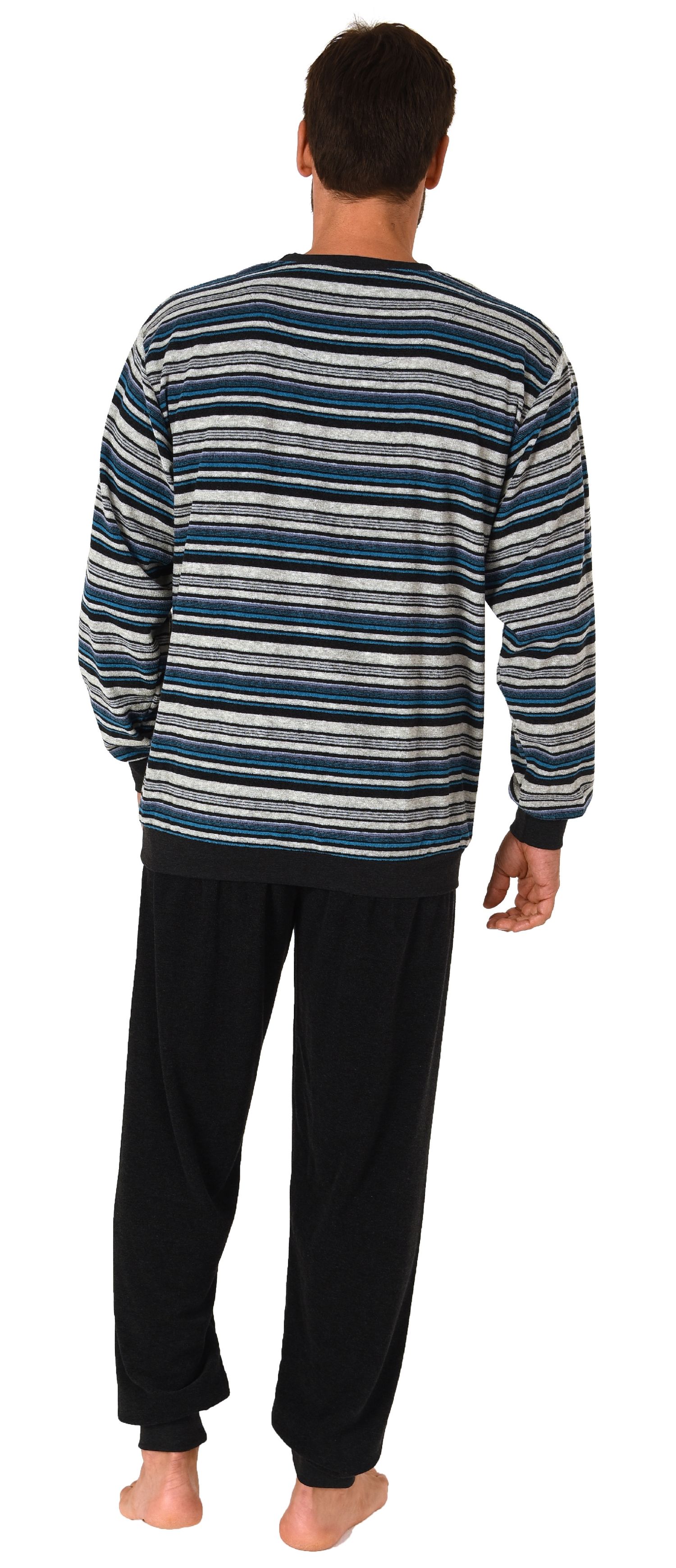 Herren Frottee Pyjama Schlafanzug mit Bündchen und Rundhals  - auch in Übergrößen 212 751