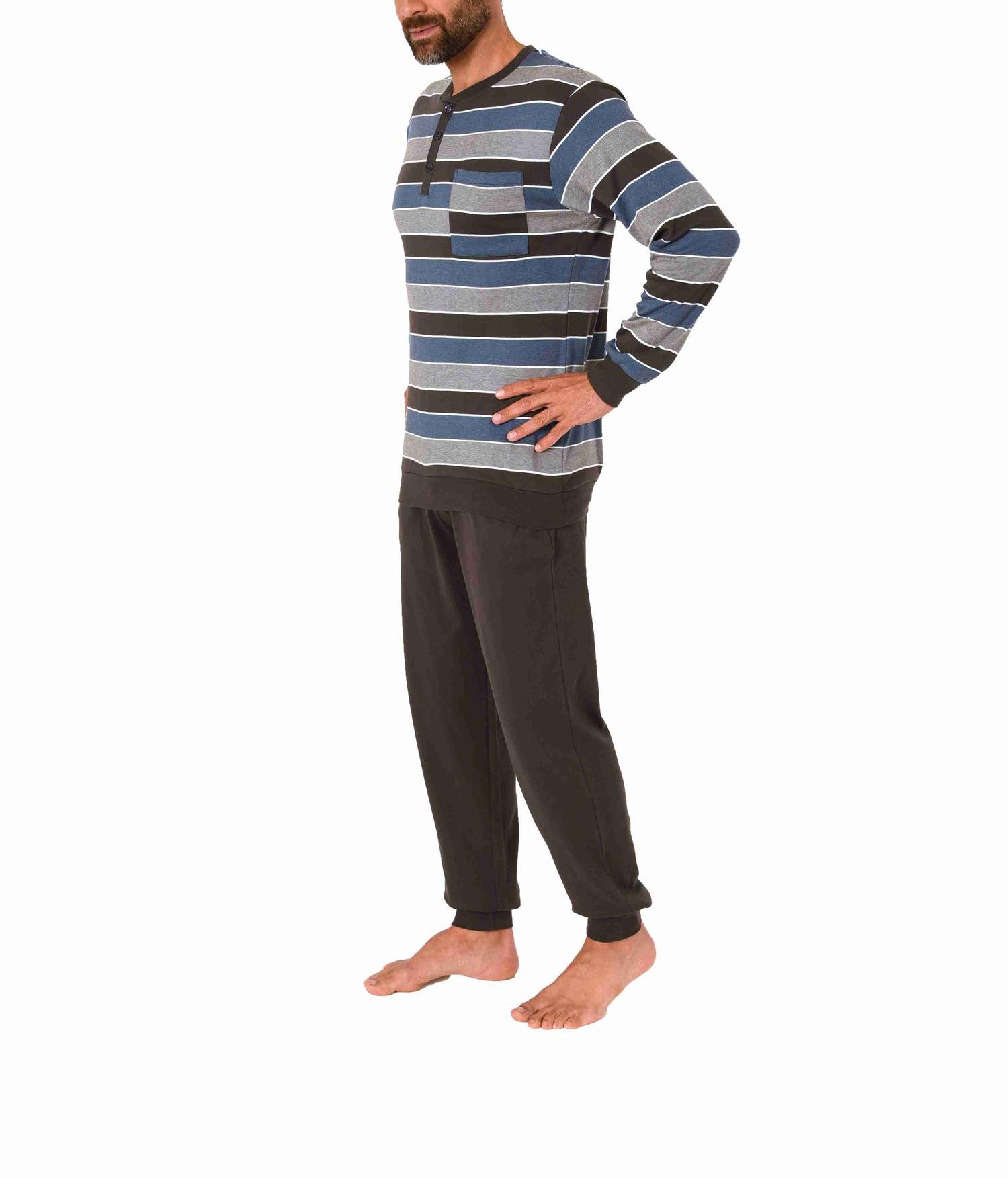 Warmer Herren Pyjama Schlafanzug mit Bündchen in Kuschel Interlock - auch in Übergrössen Warmer Herren Pyjama Schlafanzug mit Bündchen in Kuschel Interlock - auch in Übergrössen