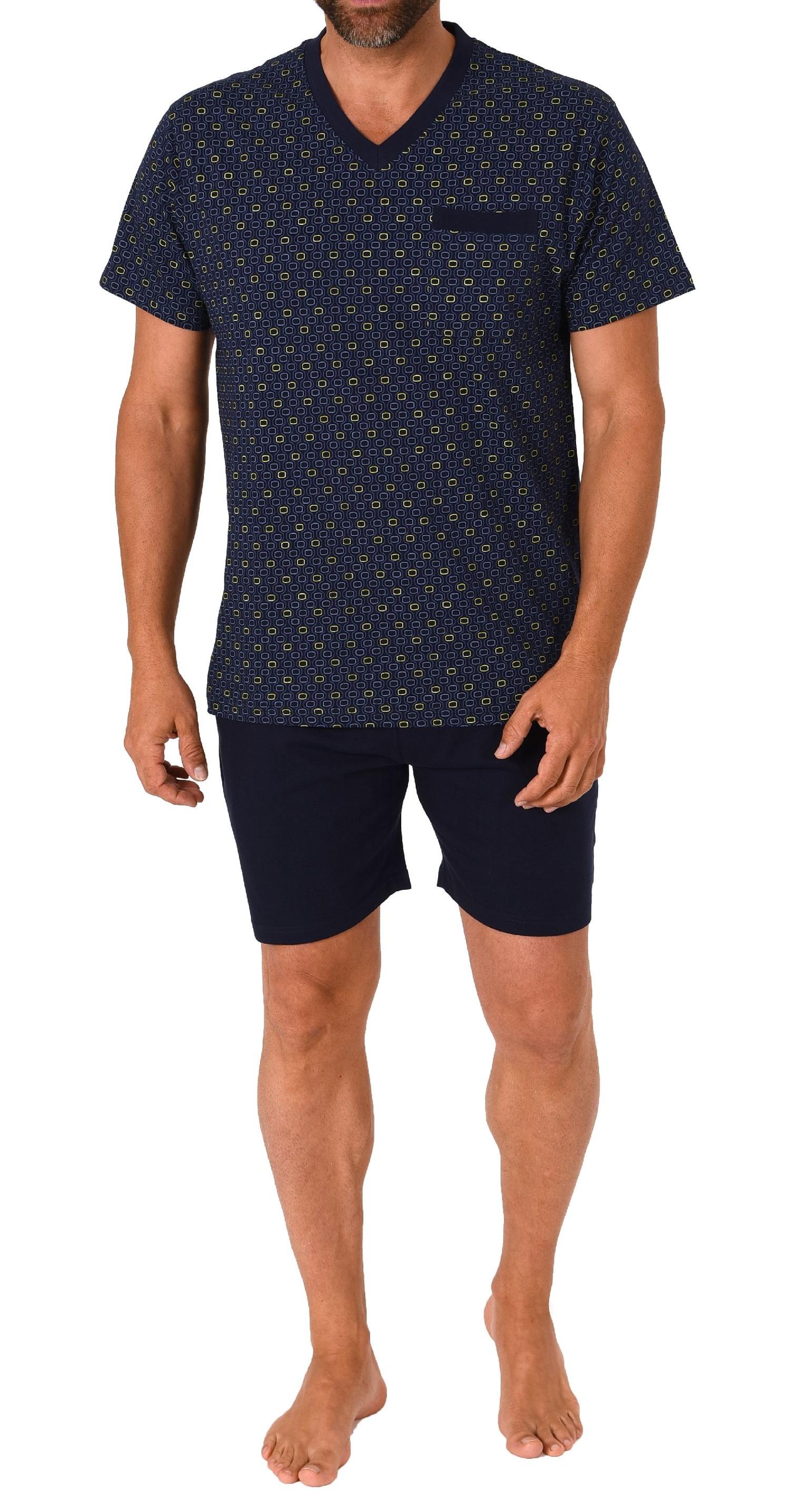 Herren Schlafanzug kurzarm Pyjama Shorty in eleganten Minimalprint mit V-Hals - 212 544 Herren Schlafanzug kurzarm Pyjama Shorty in eleganten Minimalprint mit V-Hals - 212 544