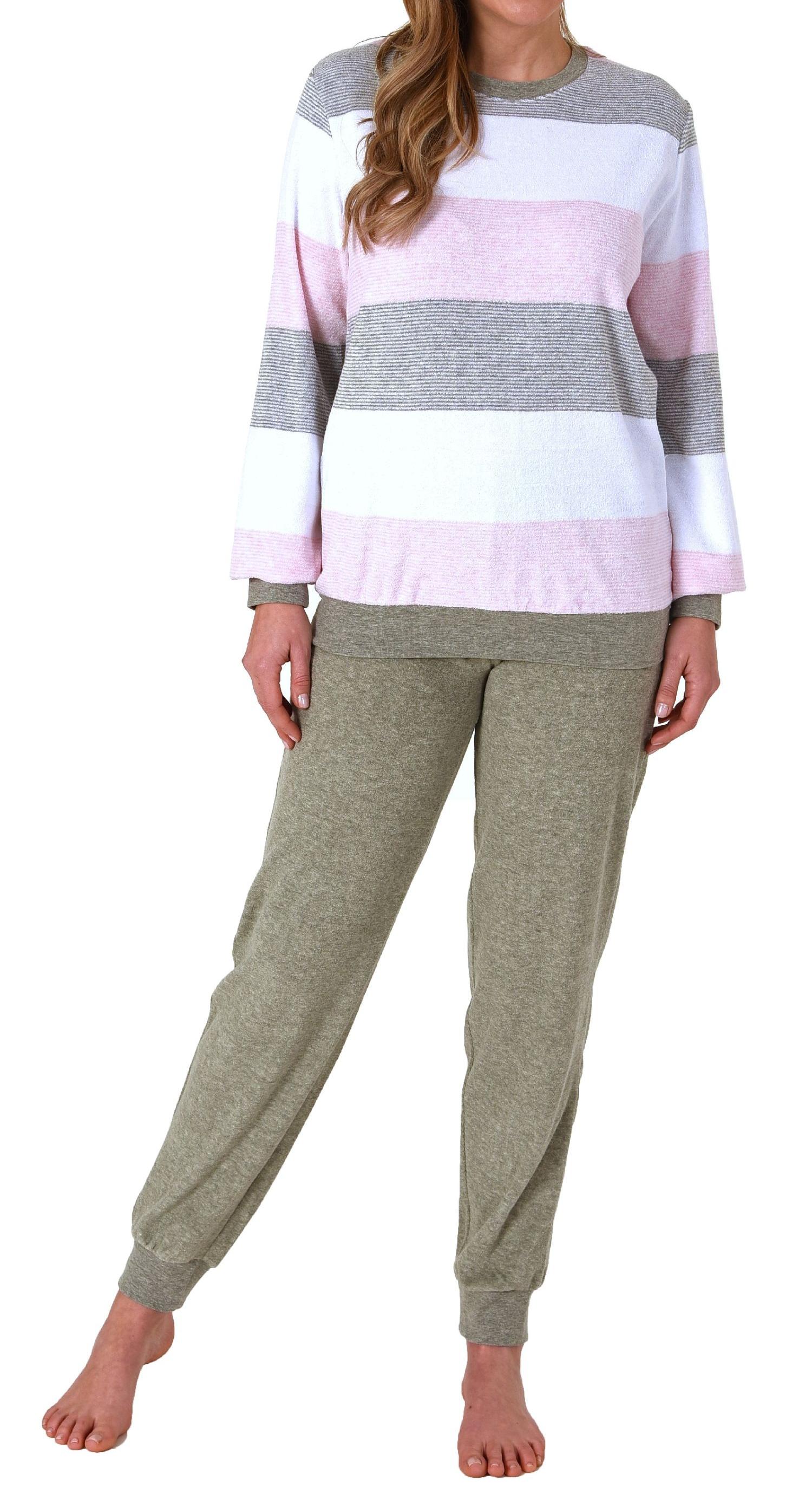 Damen Pyjama mit Bündchen Schlafanzug in Blockstreifenoptik - auch in Übergrößen- 212 201 90 101 Damen Pyjama mit Bündchen Schlafanzug in Blockstreifenoptik - auch in Übergrössen