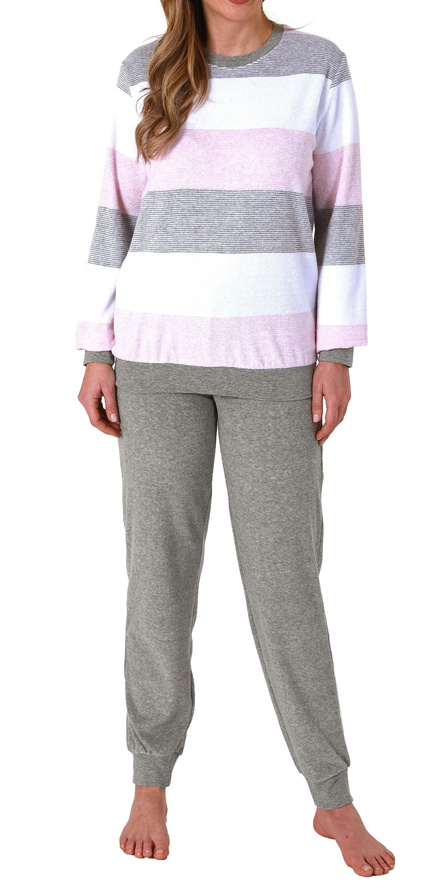 Damen Pyjama mit Bündchen Schlafanzug in Blockstreifenoptik - auch in Übergrössen Damen Pyjama mit Bündchen Schlafanzug in Blockstreifenoptik - auch in Übergrössen
