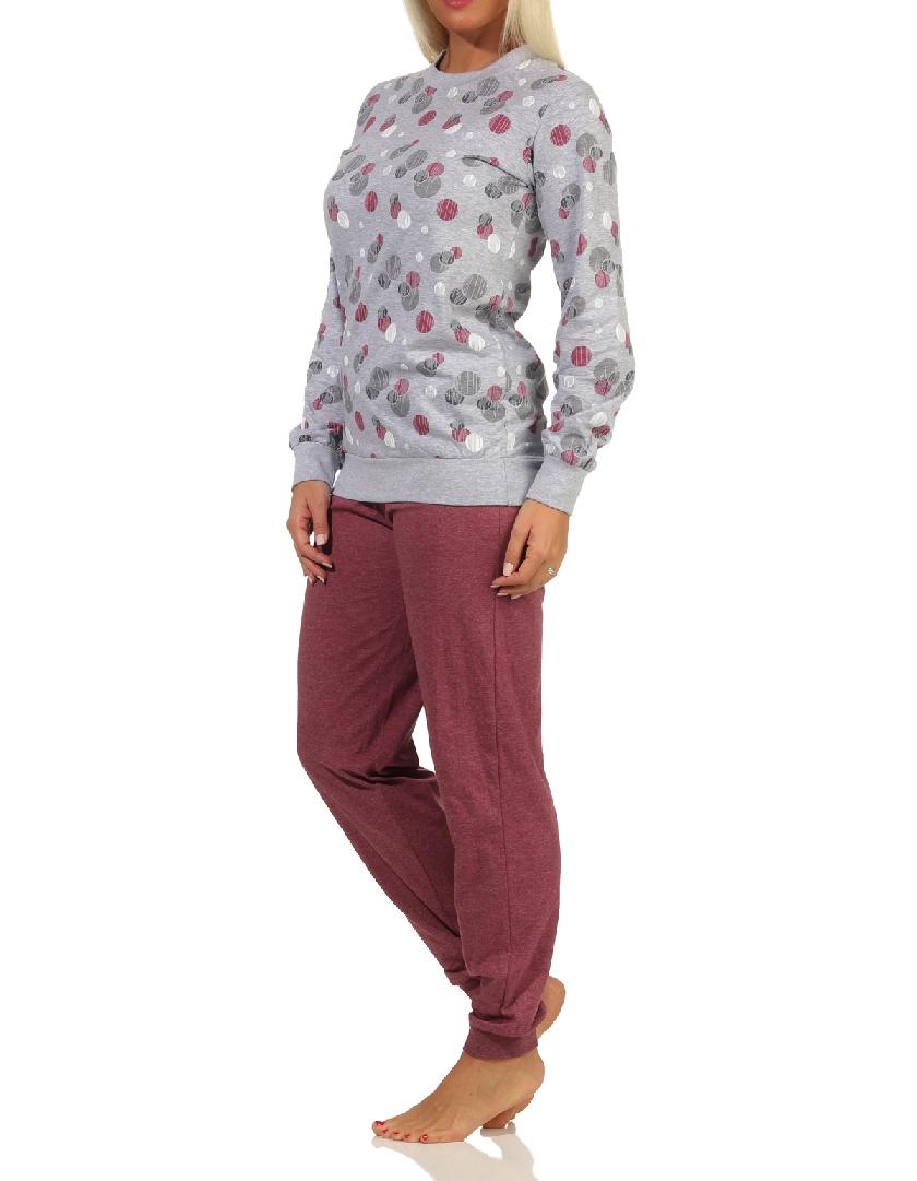 Damen Pyjama Schlafanzug mit Bündchen in eleganter Tupfen / Punkte Optik - 212 201 90 750 Damen Pyjama Schlafanzug mit Bündchen in eleganter Tupfen / Punkte Optik - 212 201 90 750