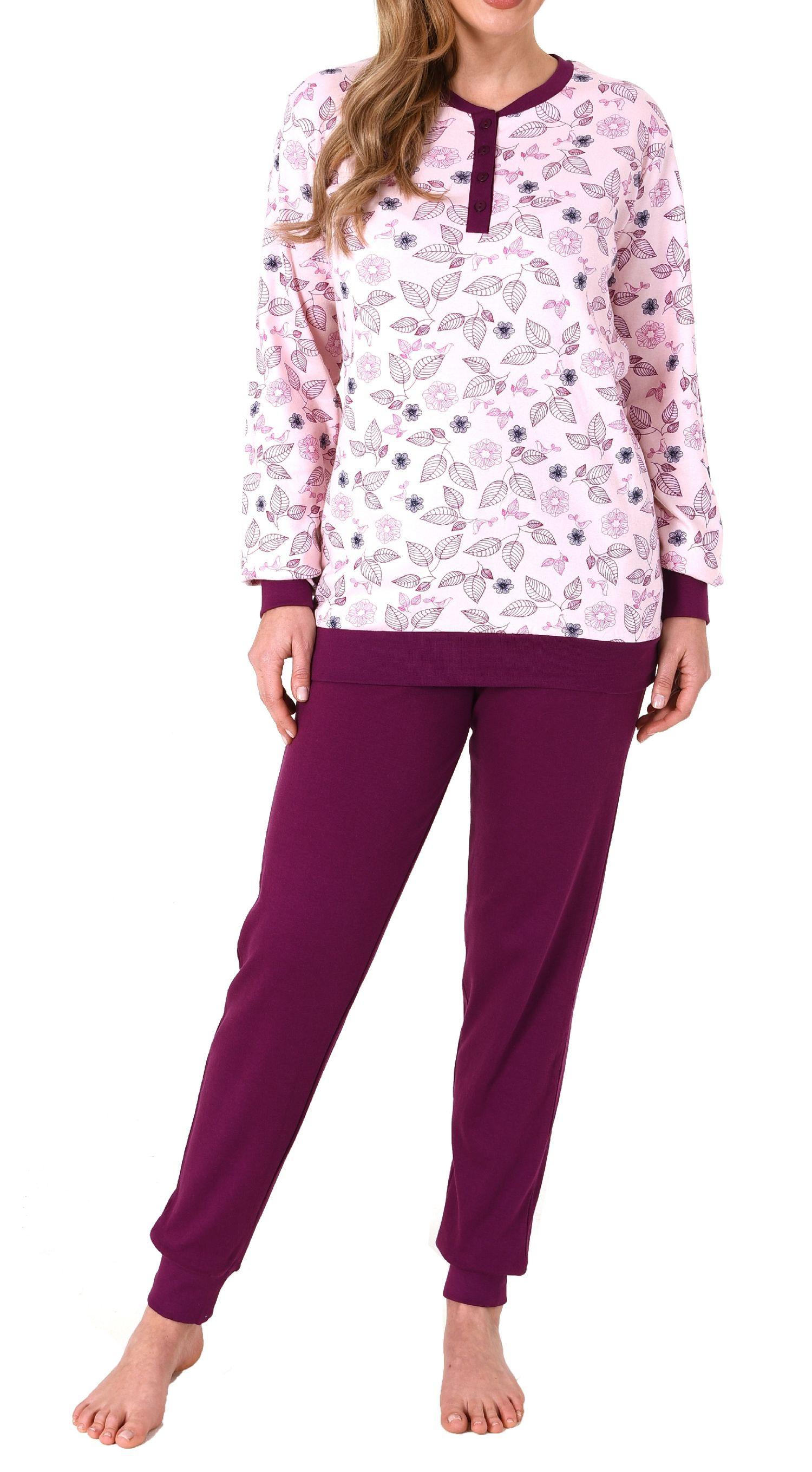 Edler Damen Interlock Pyjama lang mit Bündchen - auch in Übergrössen - 212 201 96 105 Edler Damen Interlock Pyjama lang mit Bündchen - auch in Übergrössen - 212 201 96 105