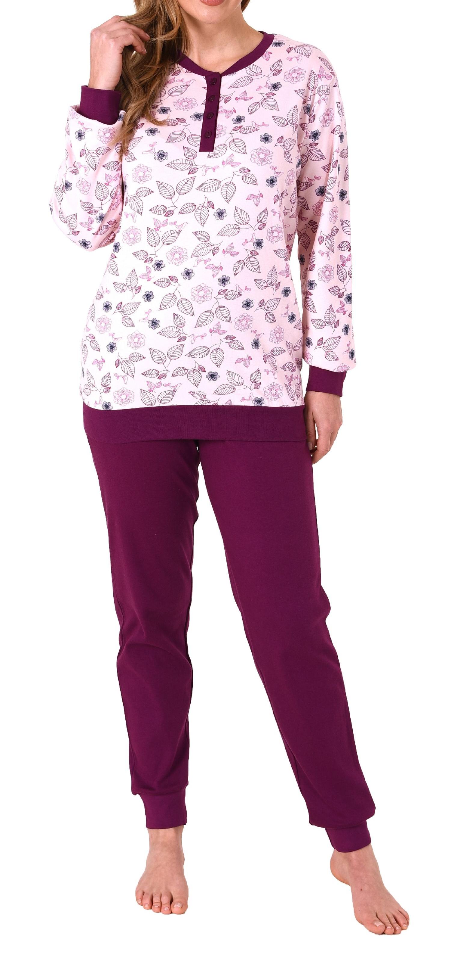 Edler Damen Interlock Pyjama lang mit Bündchen - auch in Übergrössen - 212 201 96 105 Edler Damen Interlock Pyjama lang mit Bündchen - auch in Übergrössen - 212 201 96 105