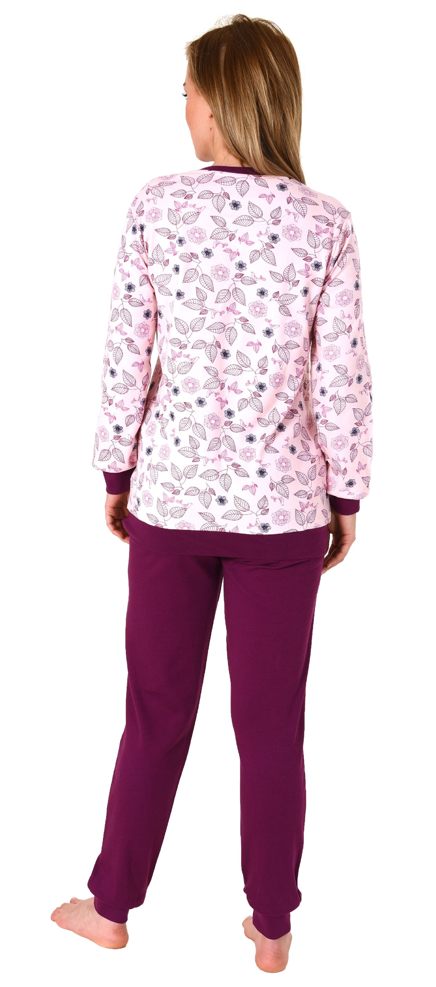 Edler Damen Interlock Pyjama lang mit Bündchen - auch in Übergrössen - 212 201 96 105