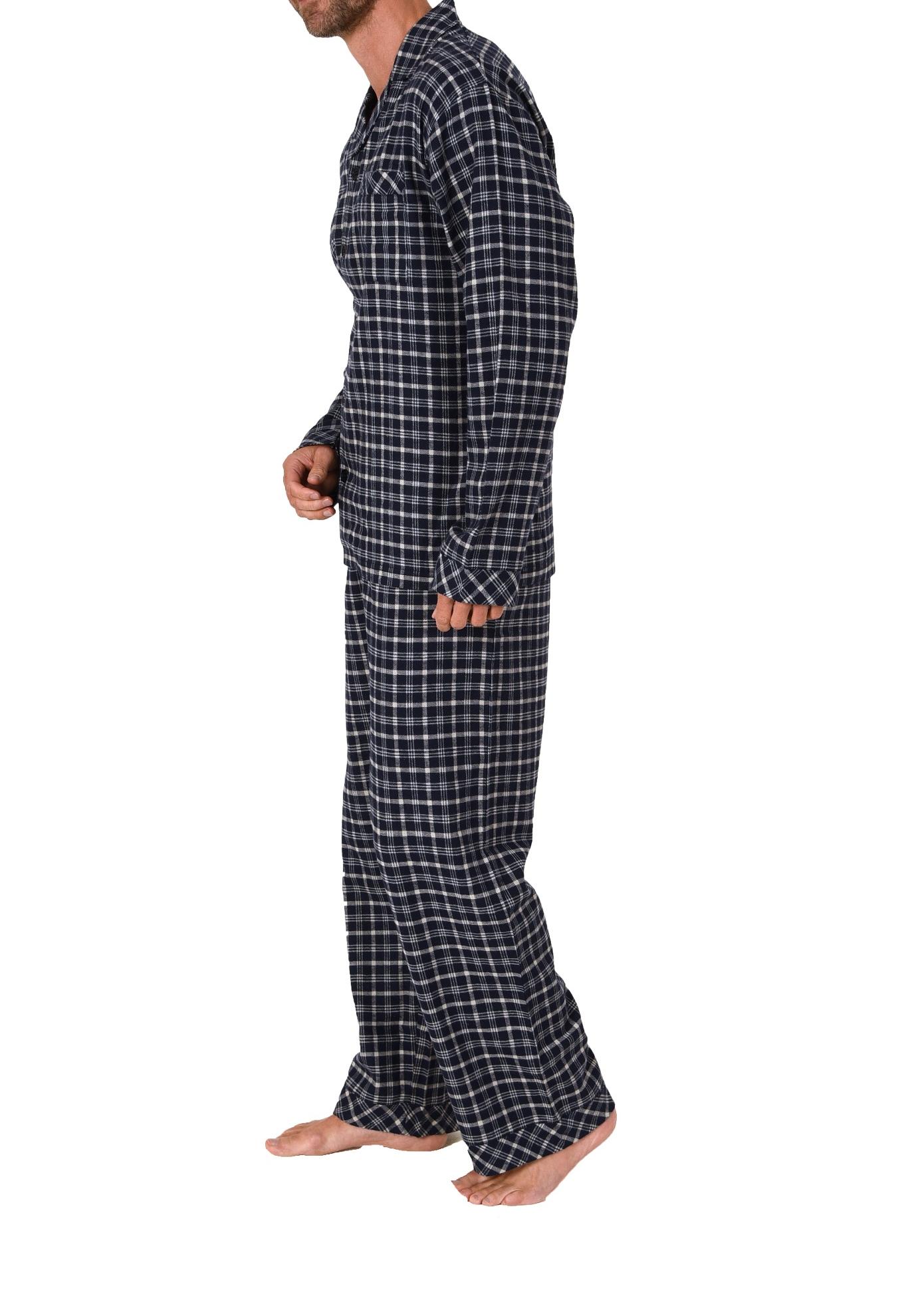 Herren Flanell Pyjama Schlafanzug zum durchknöpfen - auch in Übergrössen - 222 101 15 851