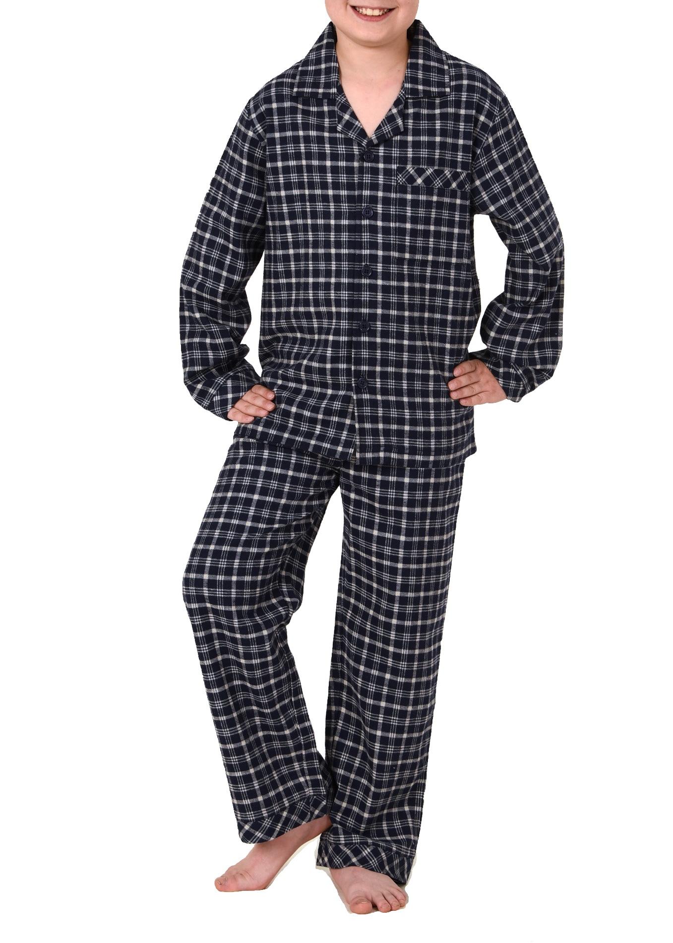 Jungen Flanell Pyjama langarm Schlafanzug in Karo Optik mit Knopfleiste - 222 501 15 851 Jungen Flanell Pyjama langarm Schlafanzug in Karo Optik mit Knopfleiste - 222 501 15 851