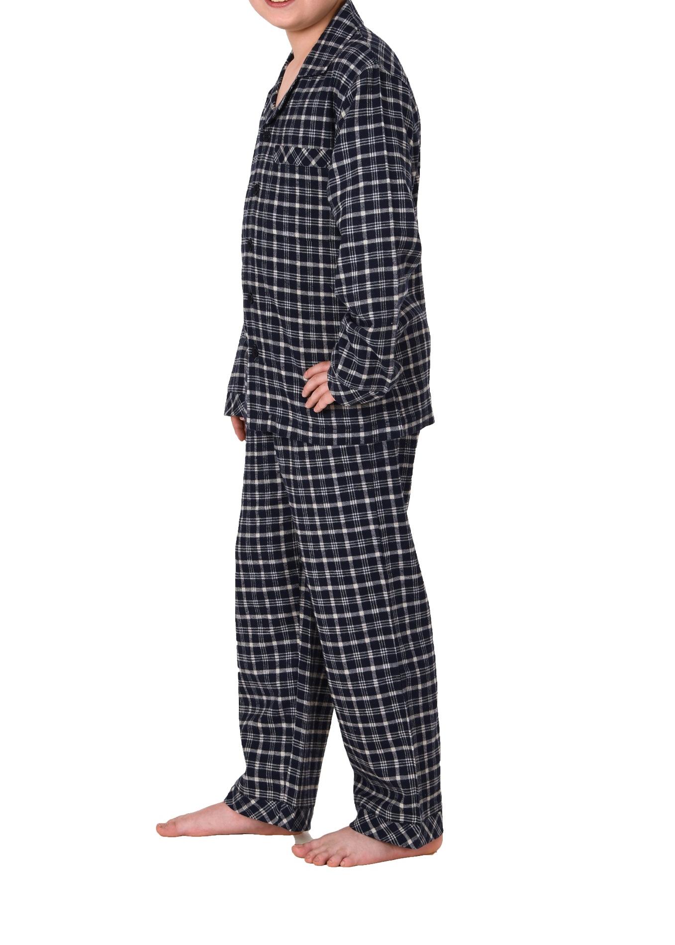 Jungen Flanell Pyjama langarm Schlafanzug in Karo Optik mit Knopfleiste - 222 501 15 851 Jungen Flanell Pyjama langarm Schlafanzug in Karo Optik mit Knopfleiste - 222 501 15 851