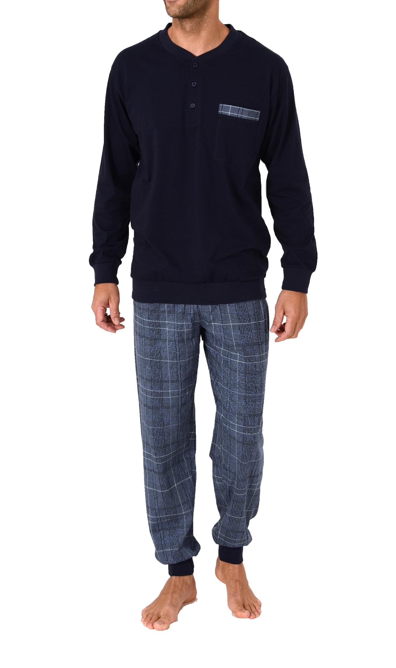 Herren Pyjama Schlafanzug mit Bündchen und karierter Jersey Hose -122 101 10 701 Herren Pyjama Schlafanzug mit Bündchen und karierter Jersey Hose -122 101 10 701